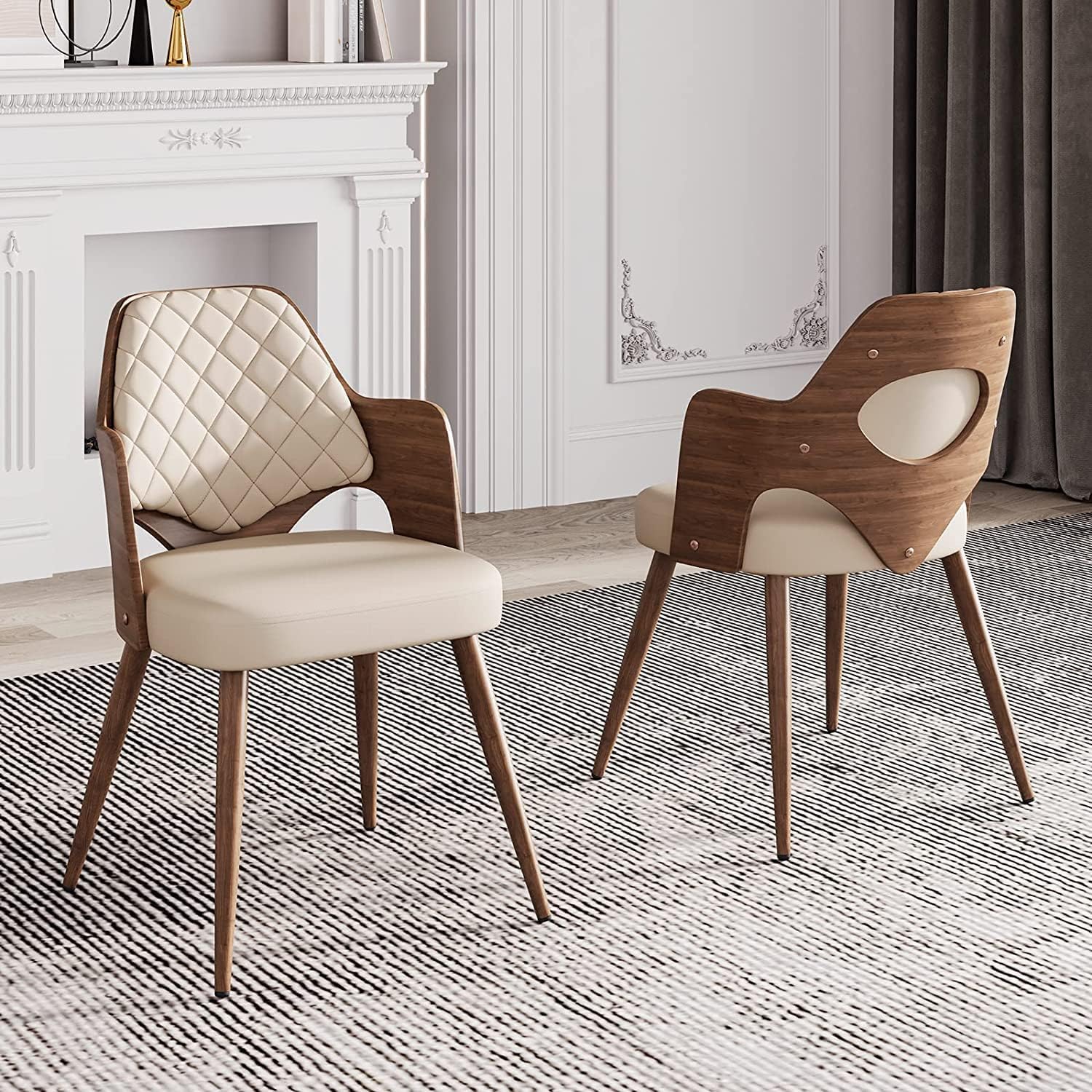 Amazon.com - BV Dining Chairs Set of 2, PU Leather Armless Kitchen ...