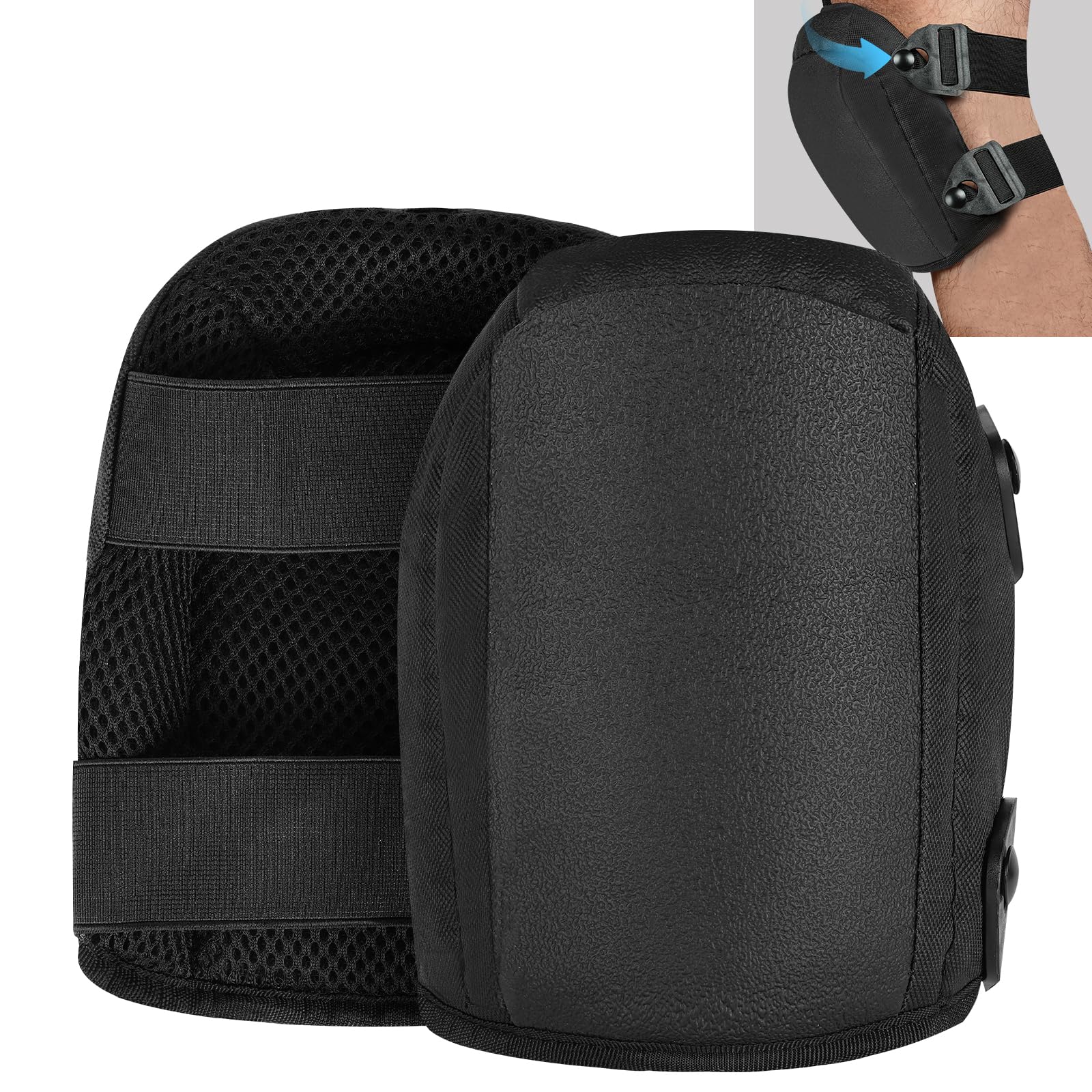 AOOWU Knee Pads Work, Anti-Slip Gardening Knee Pads with Adjustable Straps and Easy-Fix Clips, Knee Protection Cushion for Construction Flooring Plumbing Cleaning, Kneepads for Gardeners, Workers