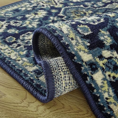 Miniatura 5 de GlowSol Alfombra persa de 2 x 3, oriental tradicional, resistente a las manchas, no desprende pelusa, alfombra de área para interiores, alfombra con