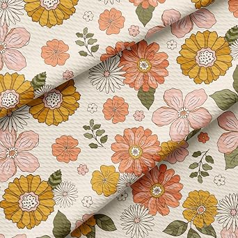 Flowers Floral Bullet Textured Fabric By the Yard Floral Stretch Liverpool - 1 Yard Thick Knit Jersey Fabric for Bows Clothes Sewing AA2194
