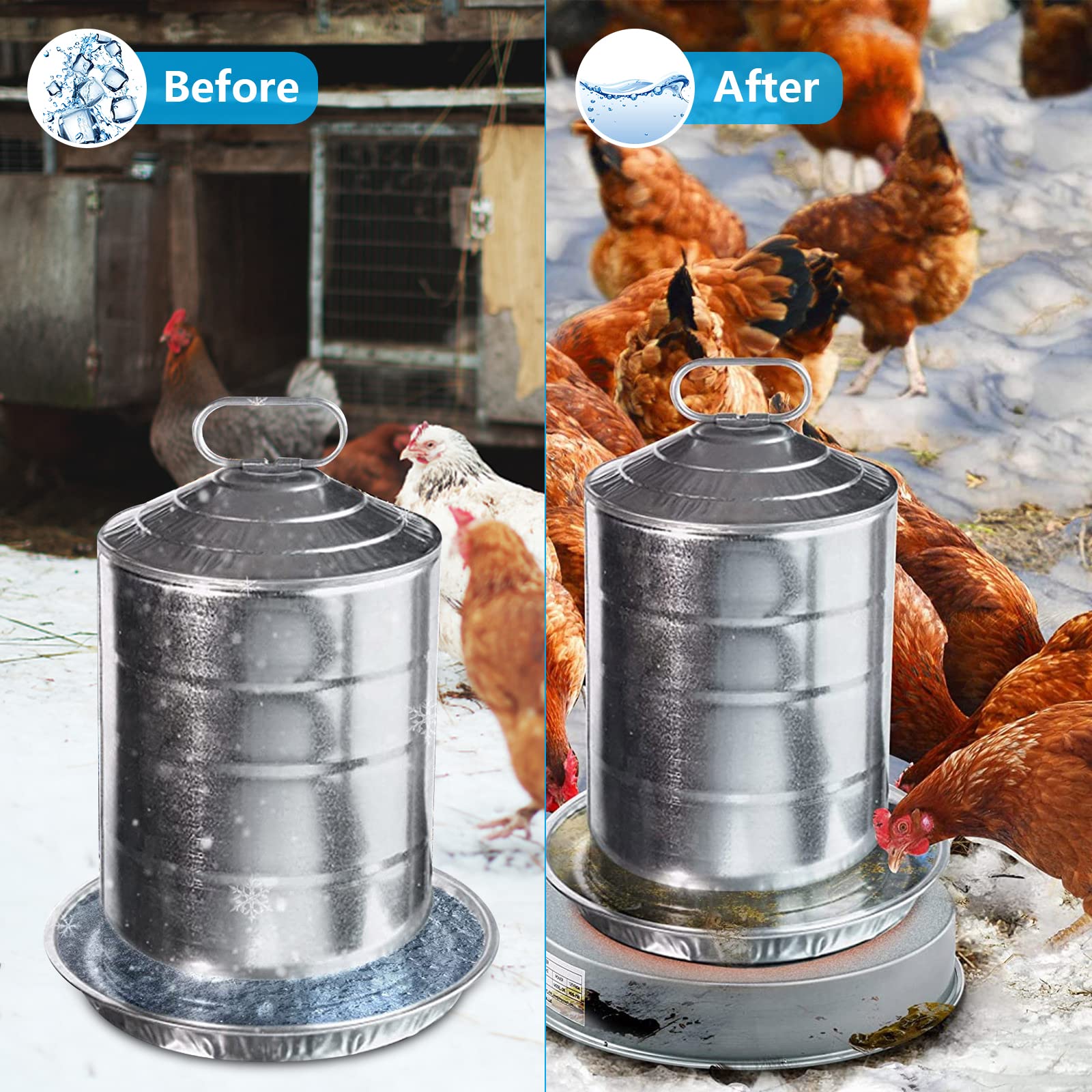 Poultry Drinker podgrzewana podstawa, do drobiu i kur, akcesoria do kurnika, ochrona przed mrozem, do poidła drobiowego, automat do poidania drobiu