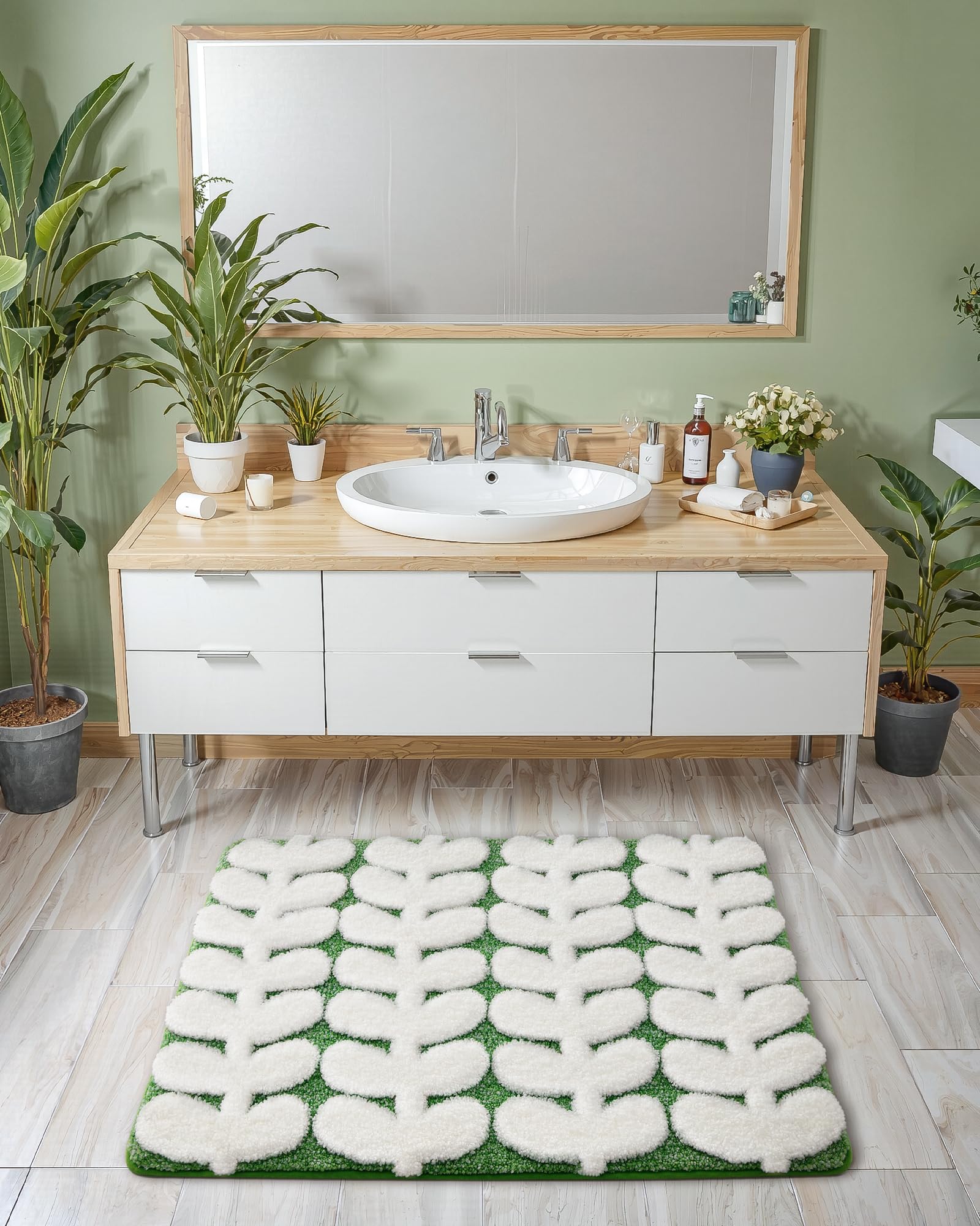 Color&Geometry Alfombra de Baño Ultra Suave Ultra Absorbente, 61x92 cm Antideslizante Lavable a Máquina, Ideal para Suelo de Baño, Bañera y Ducha, Verde