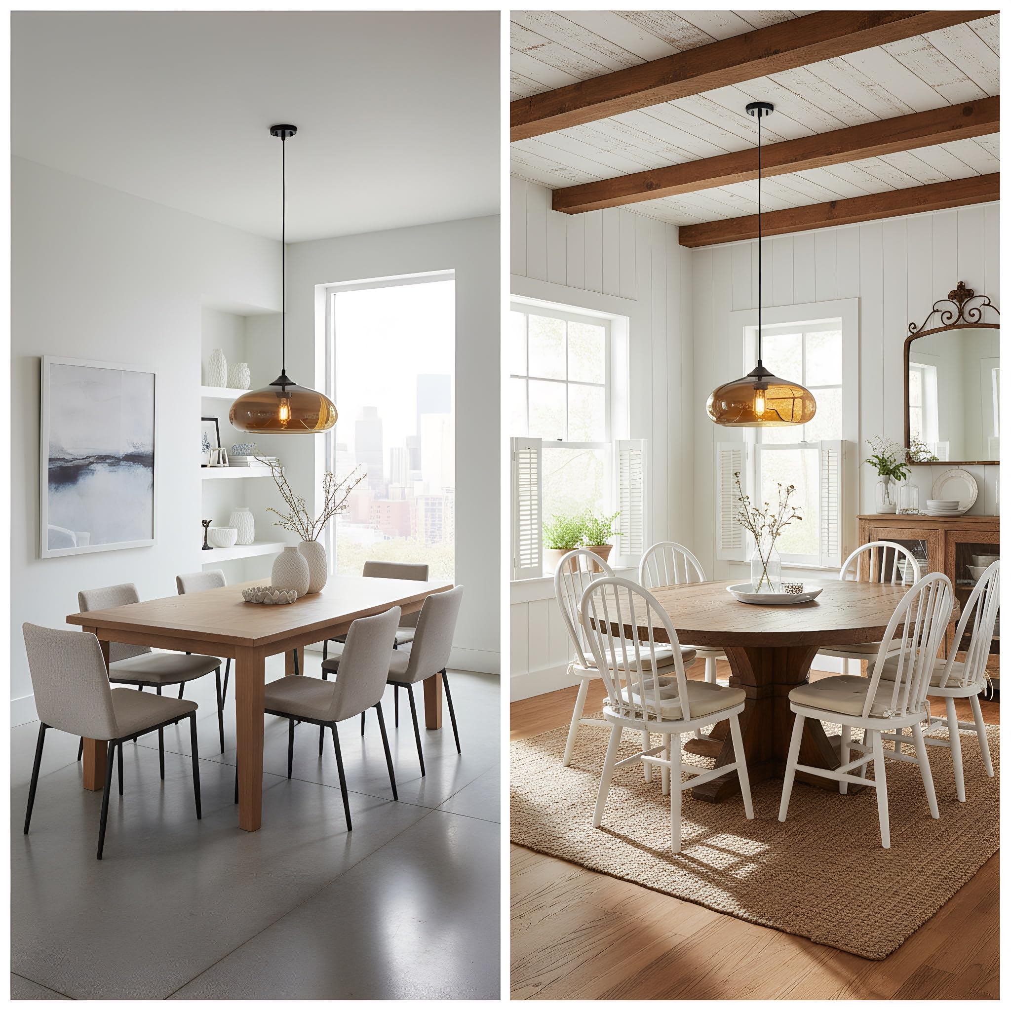 28cm Lampada a Sospensione in Vetro Vintage Industriale,Presa E27, Altezza regolabile, Singolo Lampadario da Soffitto per Sala da Pranzo, Cucina e Soggiorno (Marrone)
