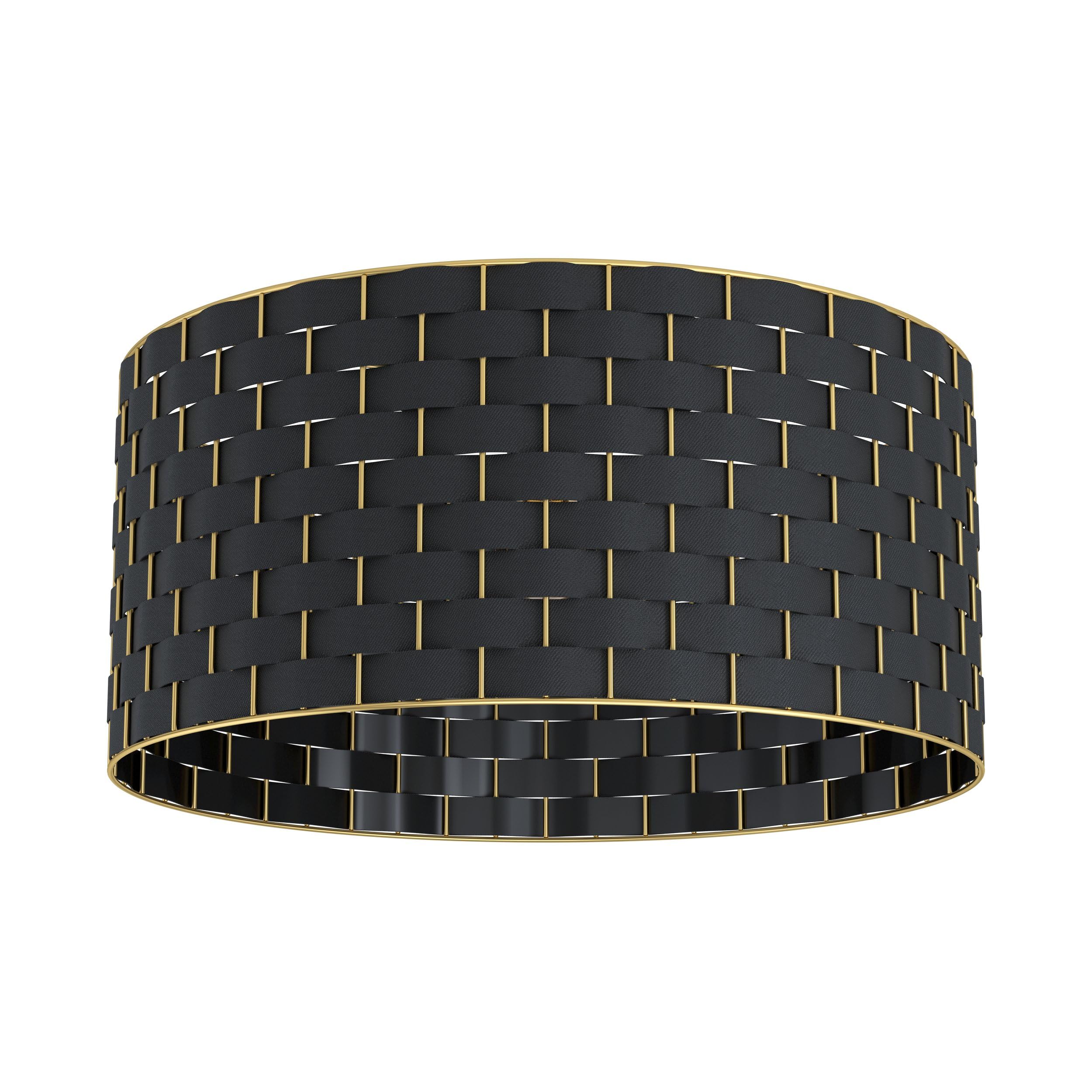 Eglo Luminaire plafonnier Marasales, lustre élégant en métal laiton et | tissu noir, lampe de plafond pour salon et chambre à coucher