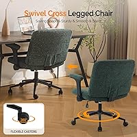 Vista 6 de VINGLI Criss Cross Chair with Adjustable Flip-Up Arms,Cross Legged Chair with Wheels,Extra Wide Office Chair,Desk Chair for