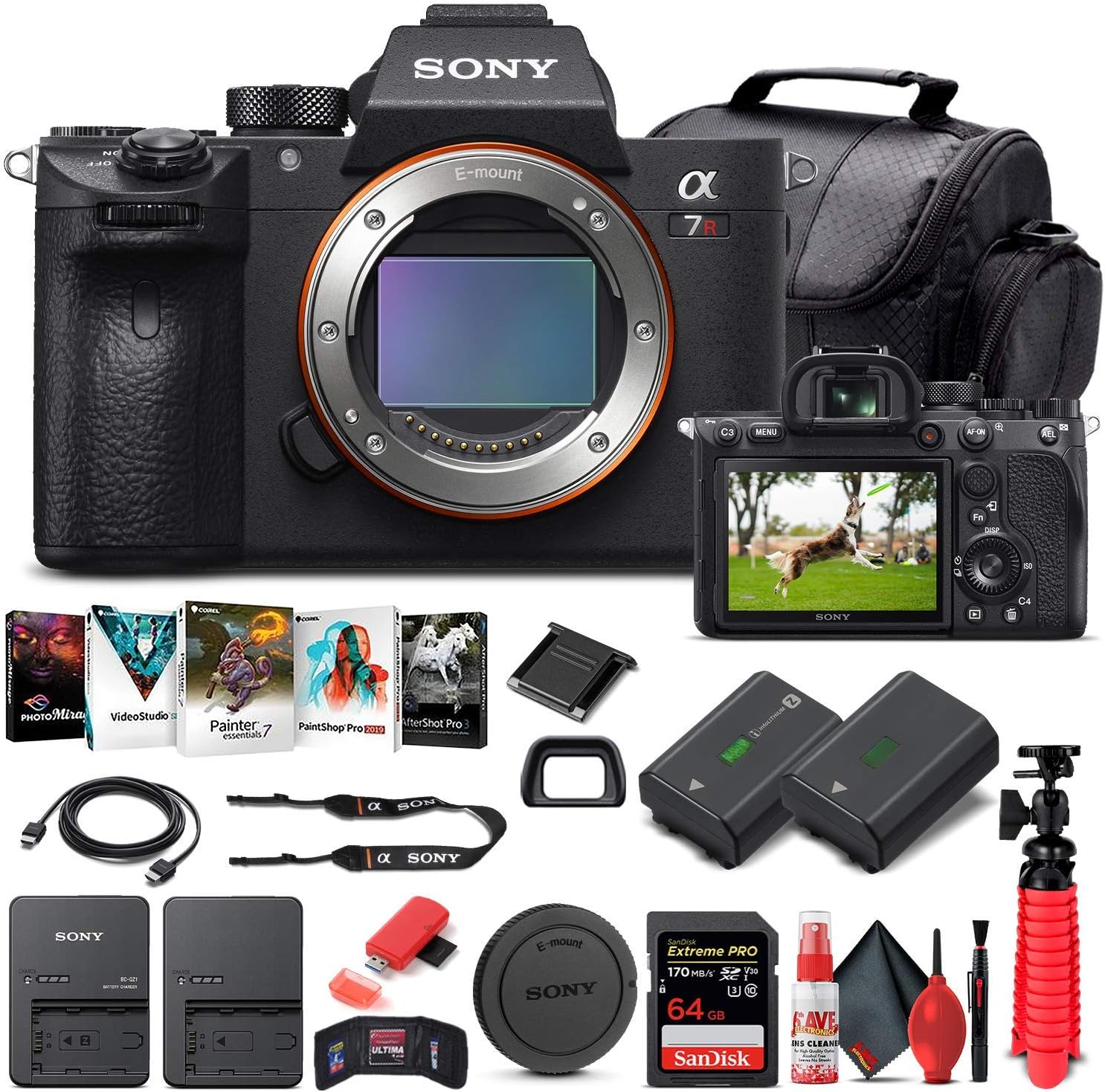 Sony Alpha a7R IV Mirrorless Digital Camera (Body Only) (ILCE7RM4/B) + 64GB Memory Card + NP-FZ-100 Battery + Corel Photo Software + Case + External Charger + Card Reader + HDMI Cable + More