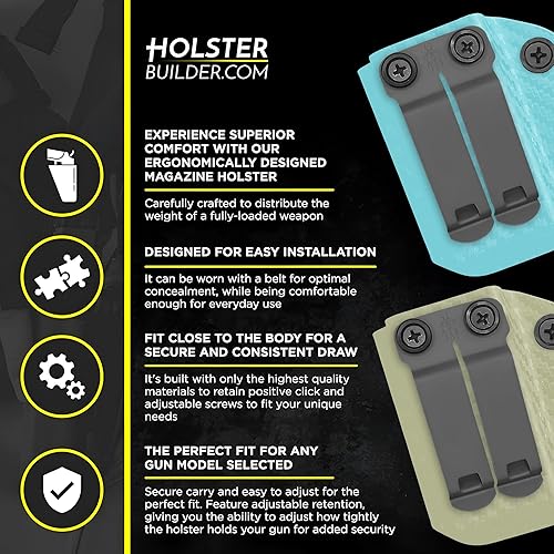 Miniatura 3 de Funda de fibra de carbono ambidiestro IWBOWB para revistas, ideal para Glock 19, 27, 43x, 45 y otros modelos, práctica funda de ocultación con bolsa