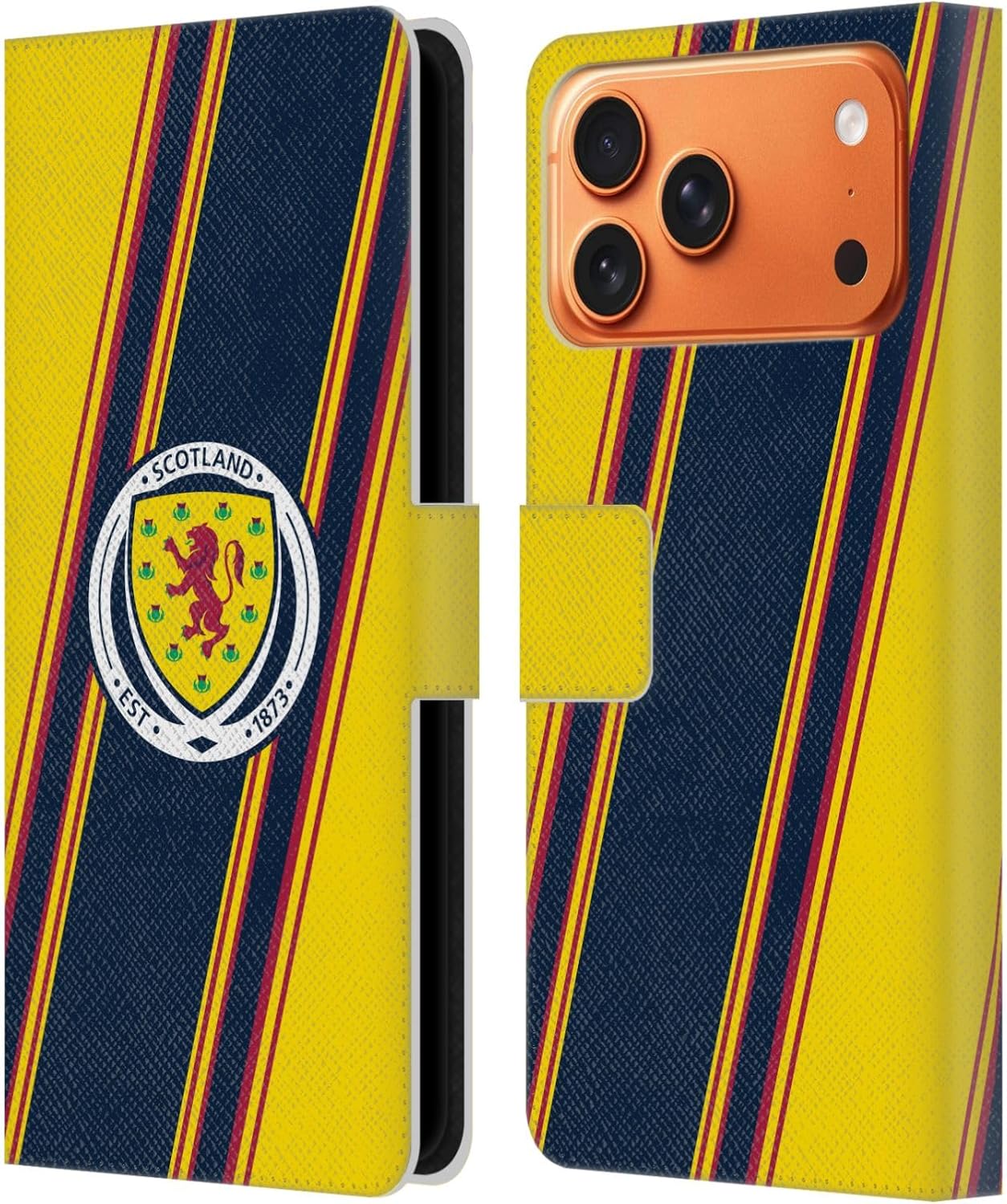 Head Case Designs Officially Licensed Scotland National Football Team Stripes Logo 2 Leather Wallet Case Compatible with Apple iPhone 17 Pro Max
