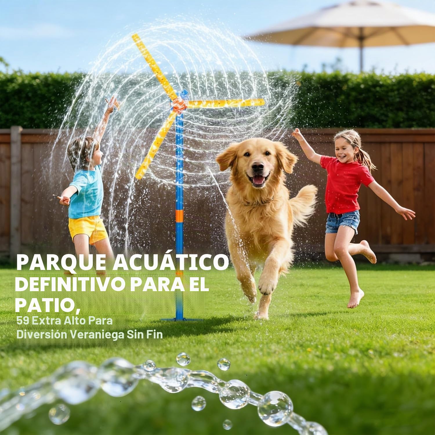 Upgraded Windmill Water Sprinkler for Kids, 360 Degree Spinning Splash Water Toys with 27 Nozzles, Outdoor Garden Toys for Boys, Girls and Dogs,Summer Backyard Lawn Play
