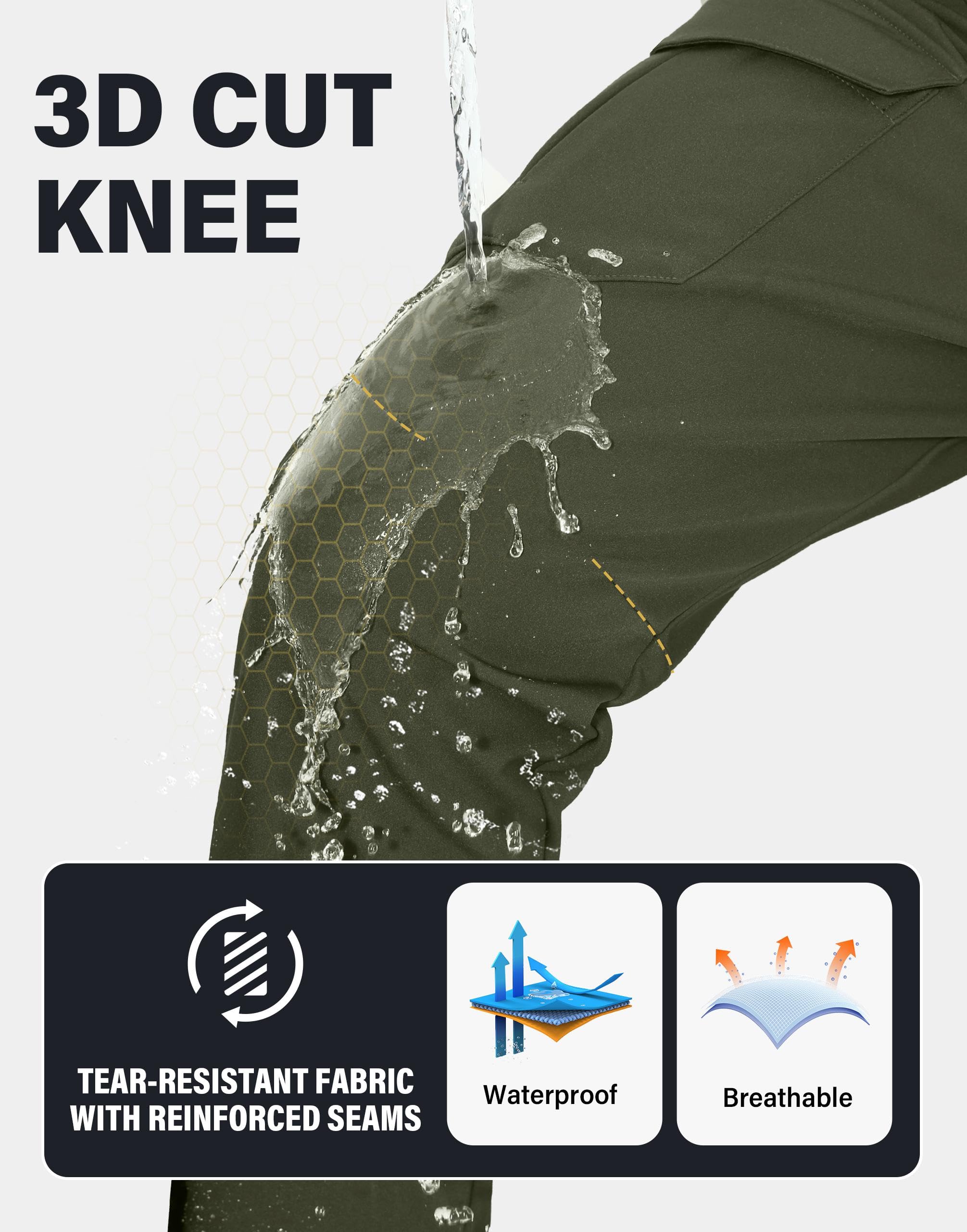 Pioneer Camp Herren Wanderhose Wasserdicht Cargohose Thermohose Atmungsaktive Fleece Gefüttert Winddichte Winterhose Outdoorhose mit 5 Utility Taschen