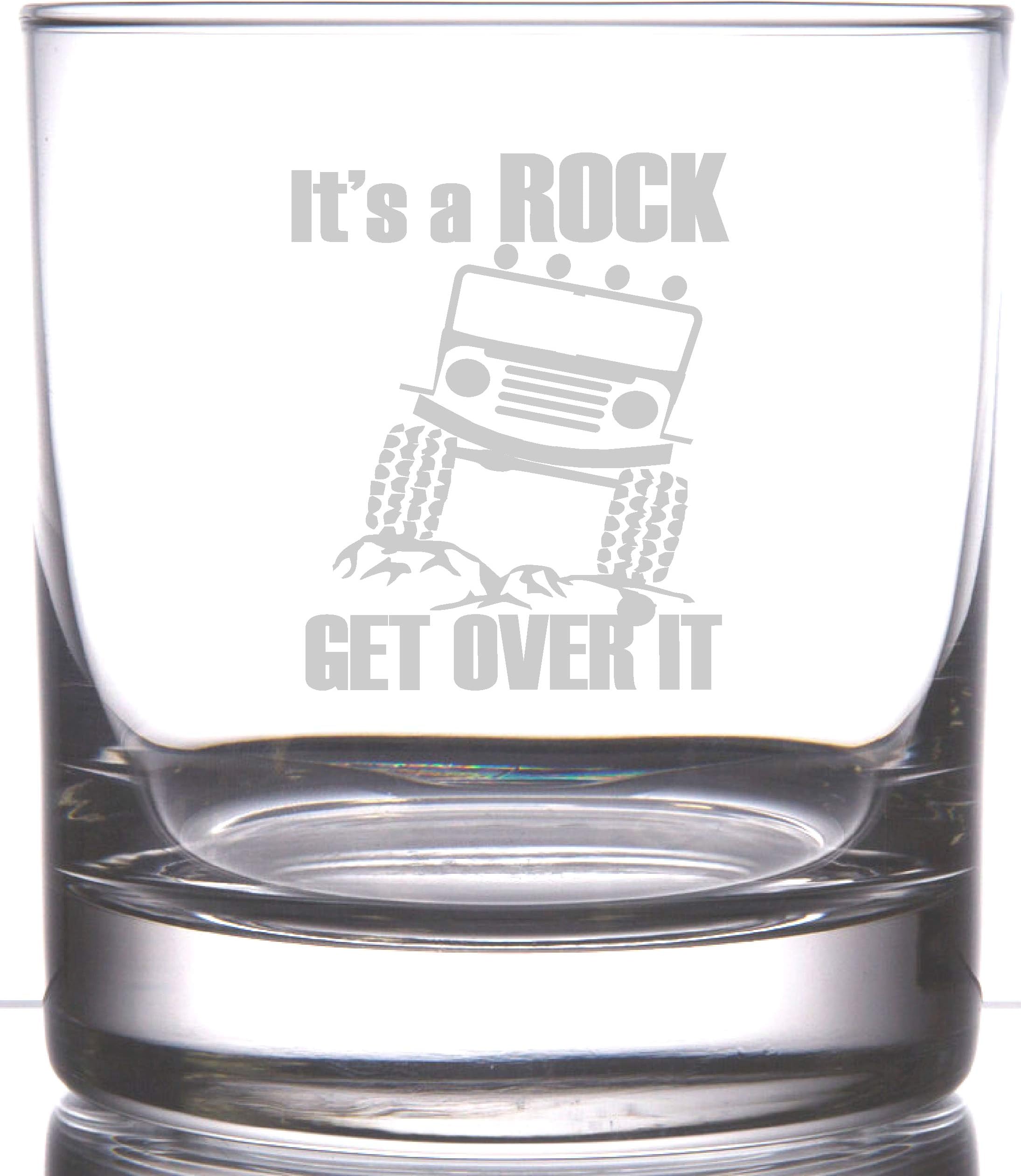 IE Laserware It's a Rock! Climbing Jeep Laser Etched Engraved Rocks Glass, 12.5 Ounce Whiskey Bourbon Glass
