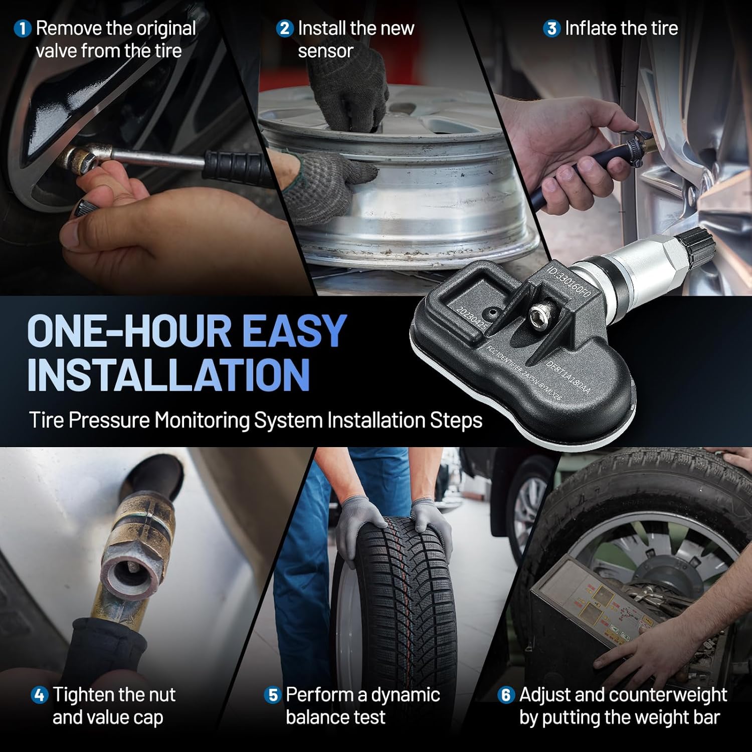 Upgrade TPMS Sensor DE8T-1A180-A for GM 315Mhz Tire Pressure Monitoring Sensor Compatible with Ford Fusion Mustang, Compatible with Lincoln Navigator, Compatible with Mercury Mariner (4 Pack)