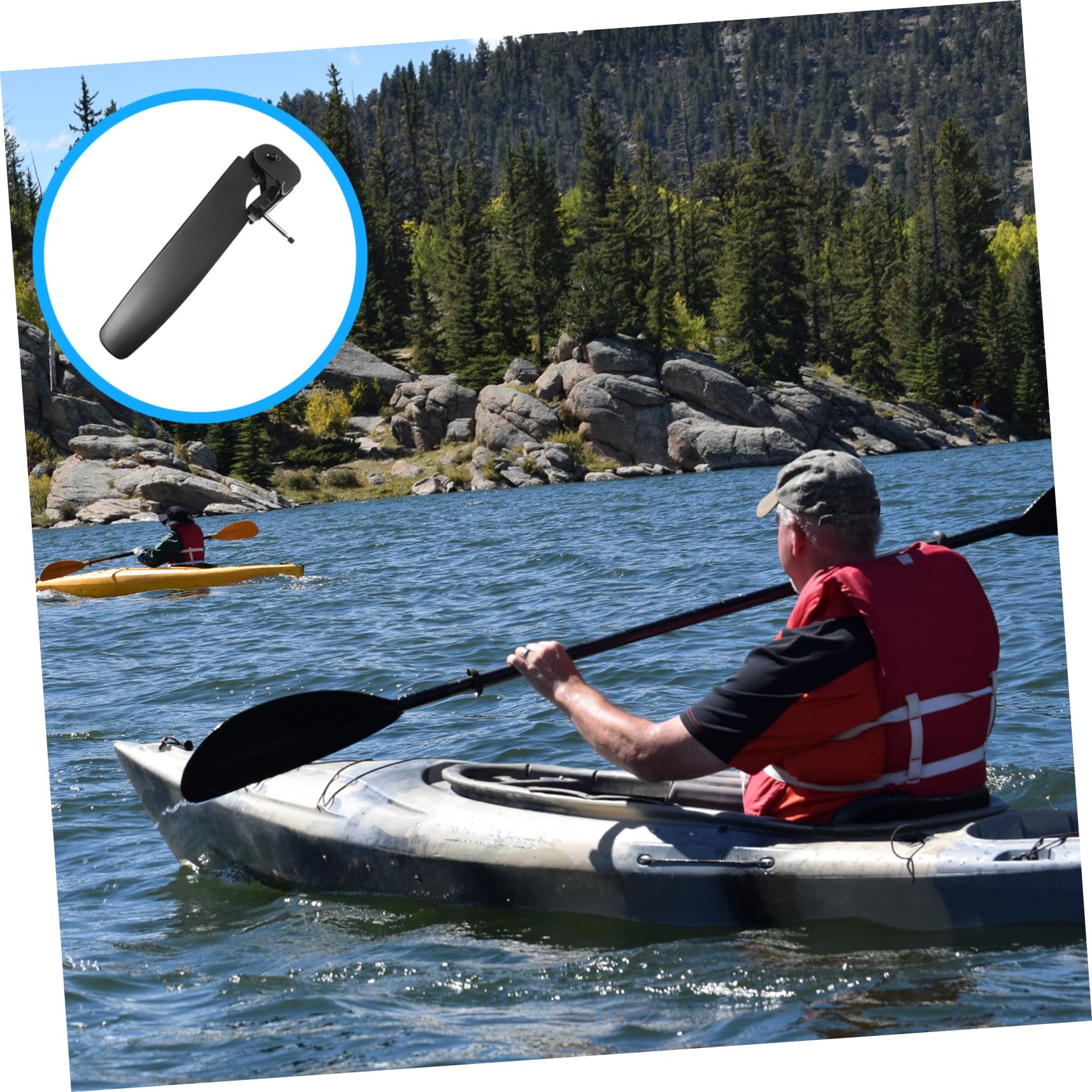 Yardwe Controllo Direzione Marina Kayak Canna da Pesca Kayak Gonfiabile Board Paddleboards Kayak Tey Supporto per Kayak Pista per Kayak Paddleboarding Galleggiante Manuale Acciaio