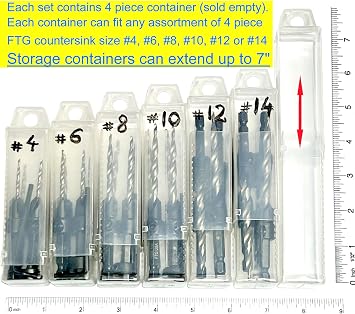 FTG USA Storage Container 4 Piece Medium Size Extendable Plastic Box Used as Storage Case for Countersink and Replacement Drill Bits