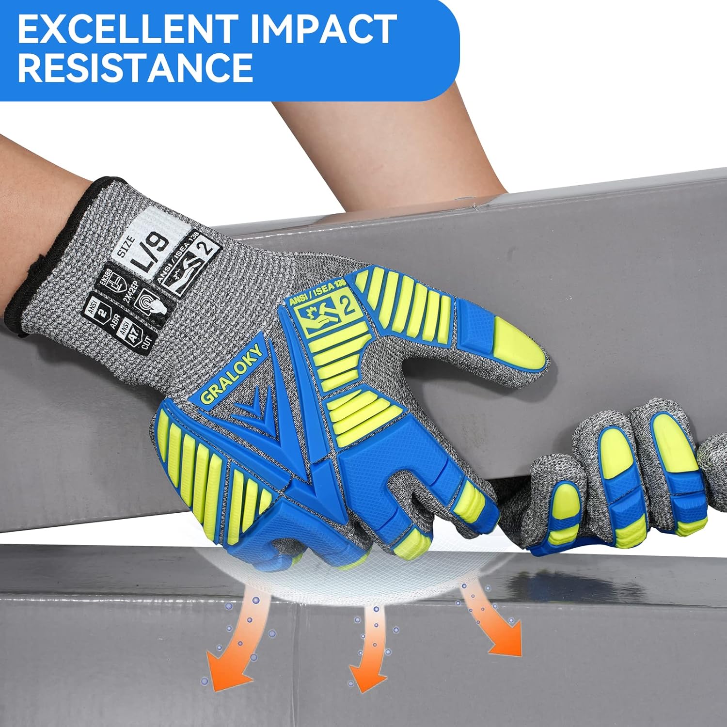 Level 7 Cut Resistant Gloves, Safety Work Gloves for Men Women, Impact Gloves with TPR Protection, ANSI Level A7 Protection, Touch Screen Mechanic Work Glove for Construction Gardening Kitchen - Image 2
