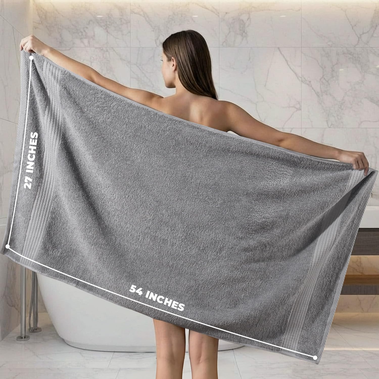 Utopia Towels 6 Pack Bath Towels Set, (27 x 54 Inches) 100% Ring Spun Cotton, Quick Dry, Highly Absorbent, Soft Feel Towels (White, Cool Grey, Turqoise, Sage Green, Navy, Beige) - Image 4