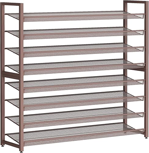 Miniatura 10 de Zapatero de metal, organizador de zapatos grande de 8 niveles, zapatero vertical de metal resistente de 4 niveles apilable para almacenamiento de