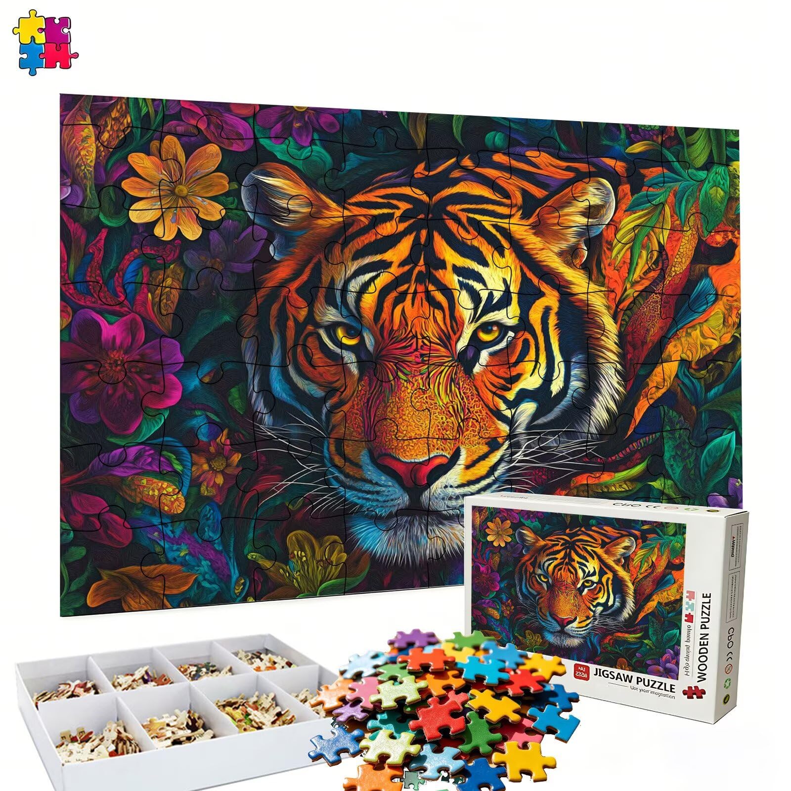Puzzle 2000 sztuk tygrysów zwierząt (2), drewniane puzzle XXL 99,5 x 70,5 cm, puzzle dla dorosłych, pakowane z doskonałą pielęgnacją, stymuluje pamięć i koncentrację, puzzle 2000, pomysł na prezent