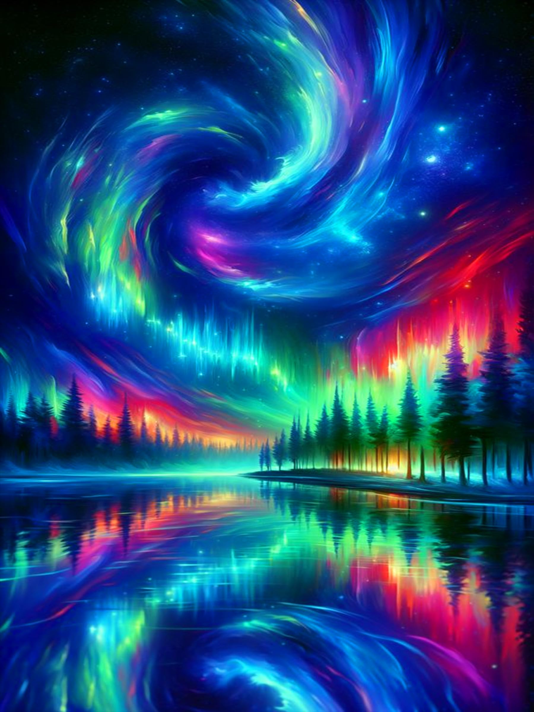 mrpwnle Aurora Diamond Art Painting Kits for Adults, Northern Lights Diamond Art Painting Kit for Adults, Round Full Drill 5D landscape Diamonds Painting Gem Art DIY Crafts Kits 12x16inch