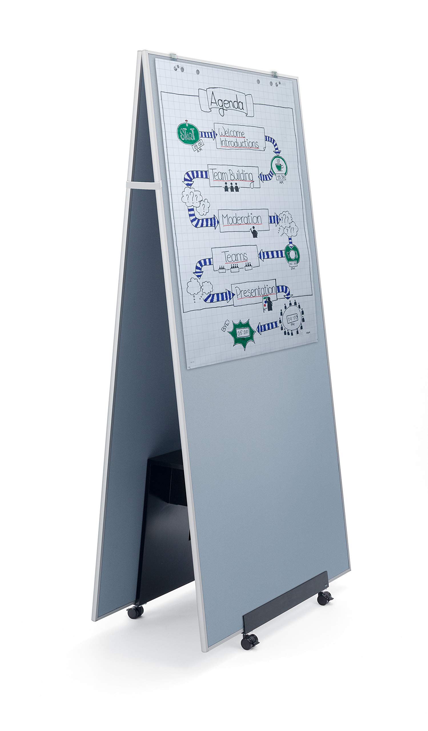 SIGEL MU050 Aufsteller für mobile Whiteboards und Pinboards der Serie Meet up, mit Rollen, schwarz, 52x46x55 cm