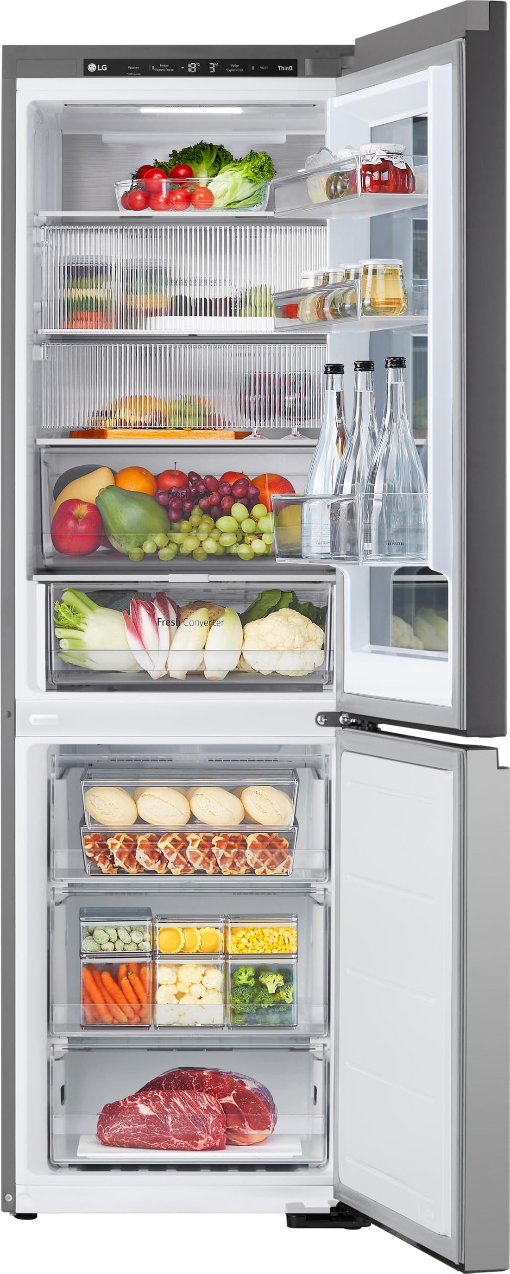 LG GBG5160CPY Kühl-/Gefrierkombination (349 L, Energieklasse C) mit InstaView, Smart Inverter Compressor, DoorCooling+, Food Cover, Silber