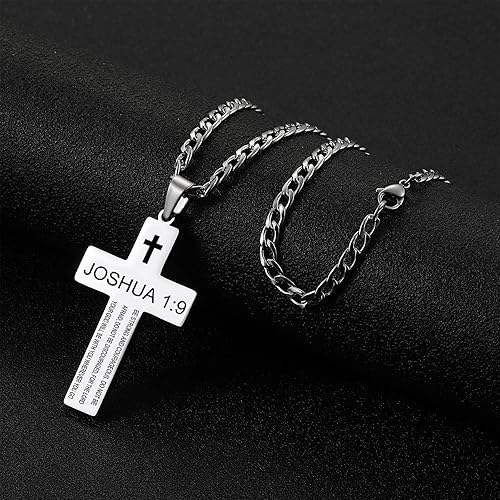Miniatura 5 de SKQIR Collar de cruz para hombre con versículo de la Biblia, collar con colgante de cruz de oración de señores para niños con la fe de las