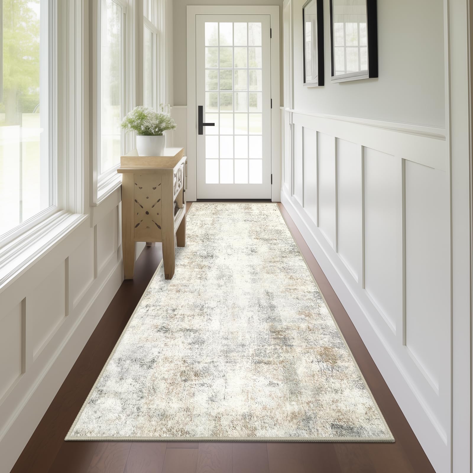 Alfombra de pasillo lavable y abstracta Capslpad para una cocina moderna de pelo bajo
