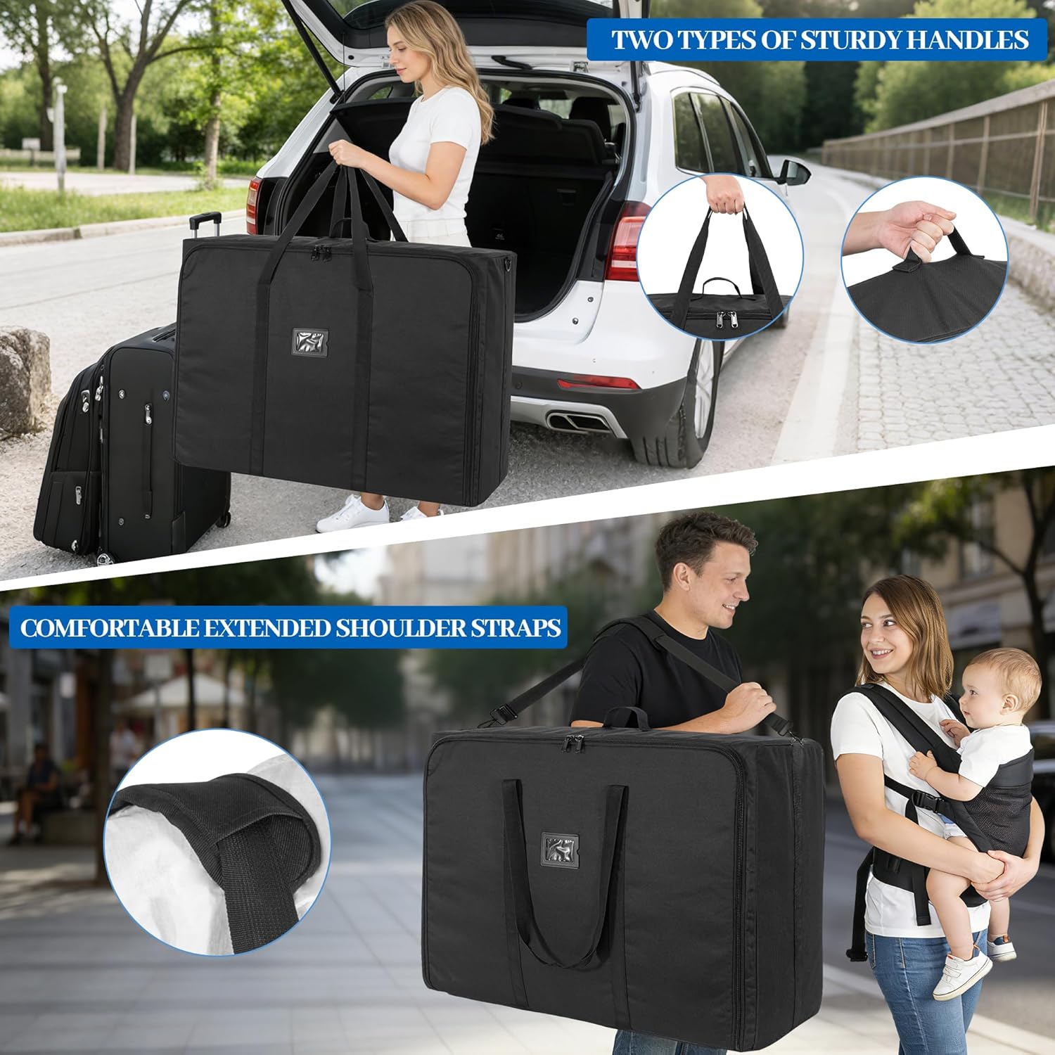 IBVIVIC Stroller Bag Compatible with UPPAbaby Vista V2/Vista V3/Cruz V2/Cruz V3, Stroller Travel Bag Heavy Duty Gate Check Stroller Bag with Delectable Shoulder Strap and Handle for Parents
