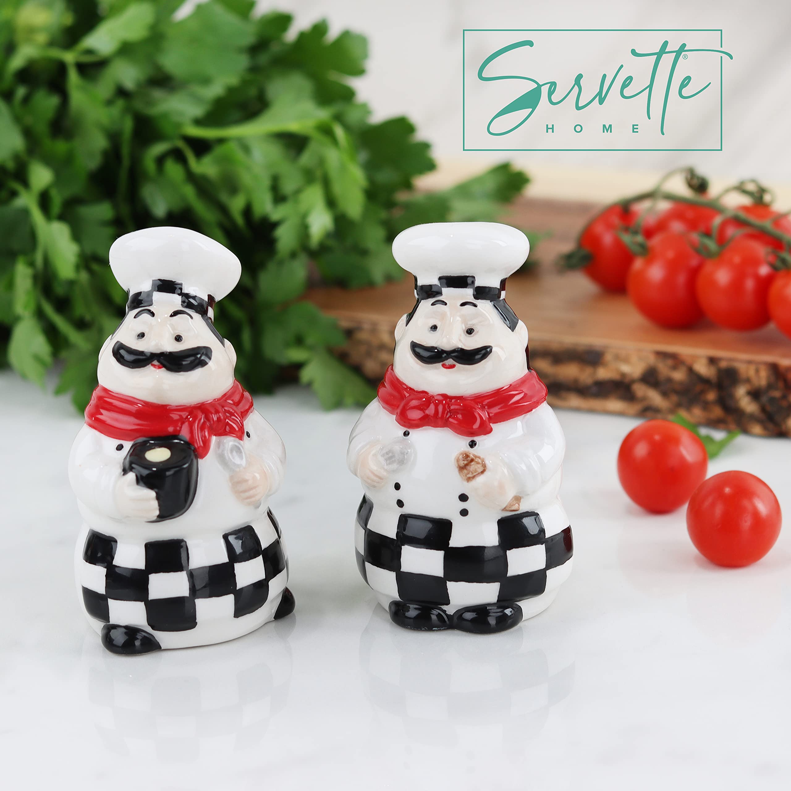 Juego de salero y pimentero de chef de cerámica para decoración de cocina, Full Chef