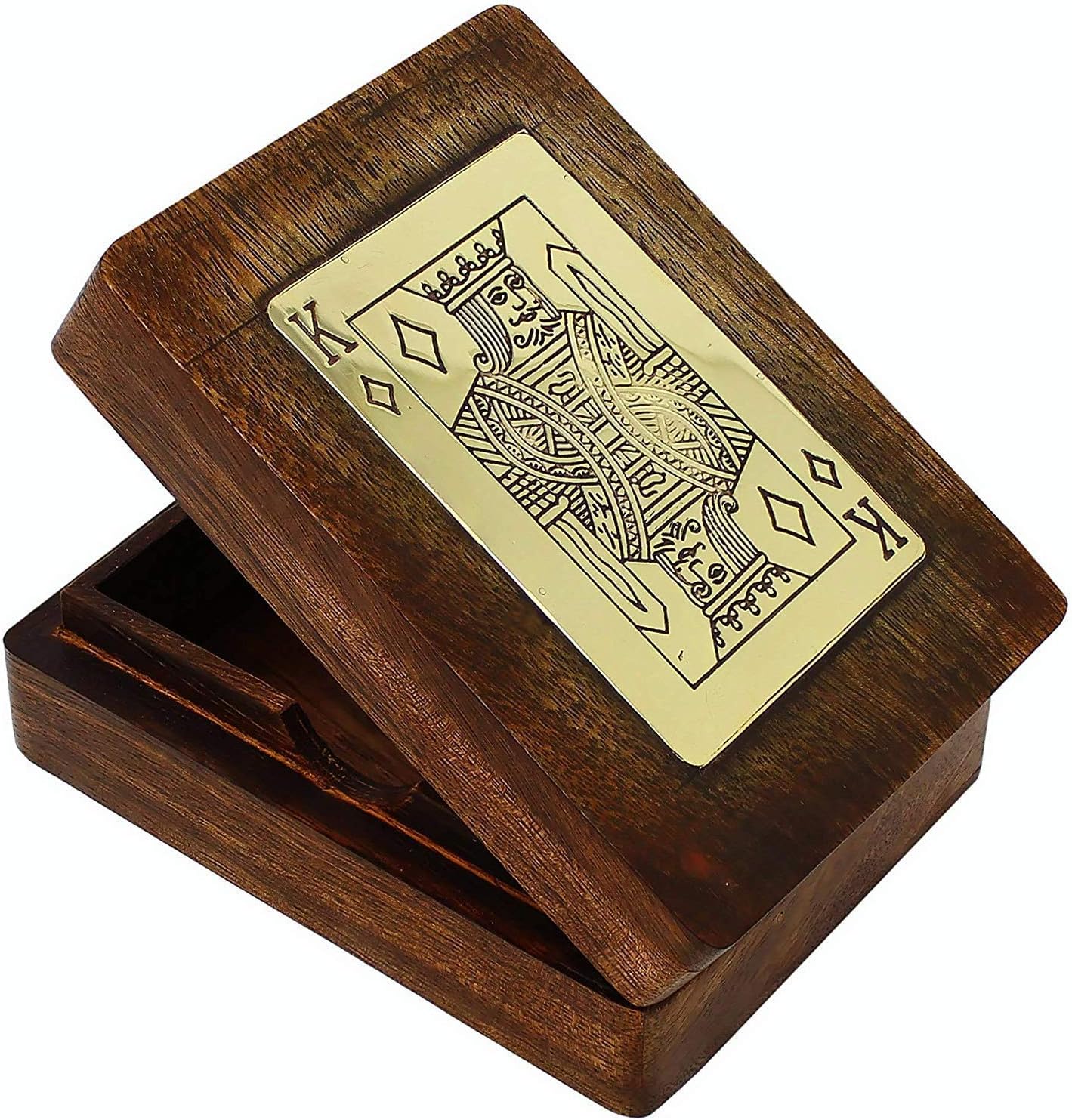 IBLAY Wooden Playing Card Holder Case (Brown) - Fits 1 Deck of Cards (4.2 x 3 x 1.5) - No Cards Included