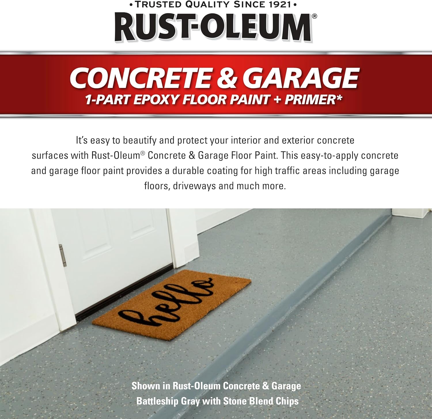 Rust-Oleum 380896 Concrete & Garage Clear Finish Topcoat, Gallon, Textured Satin Clear