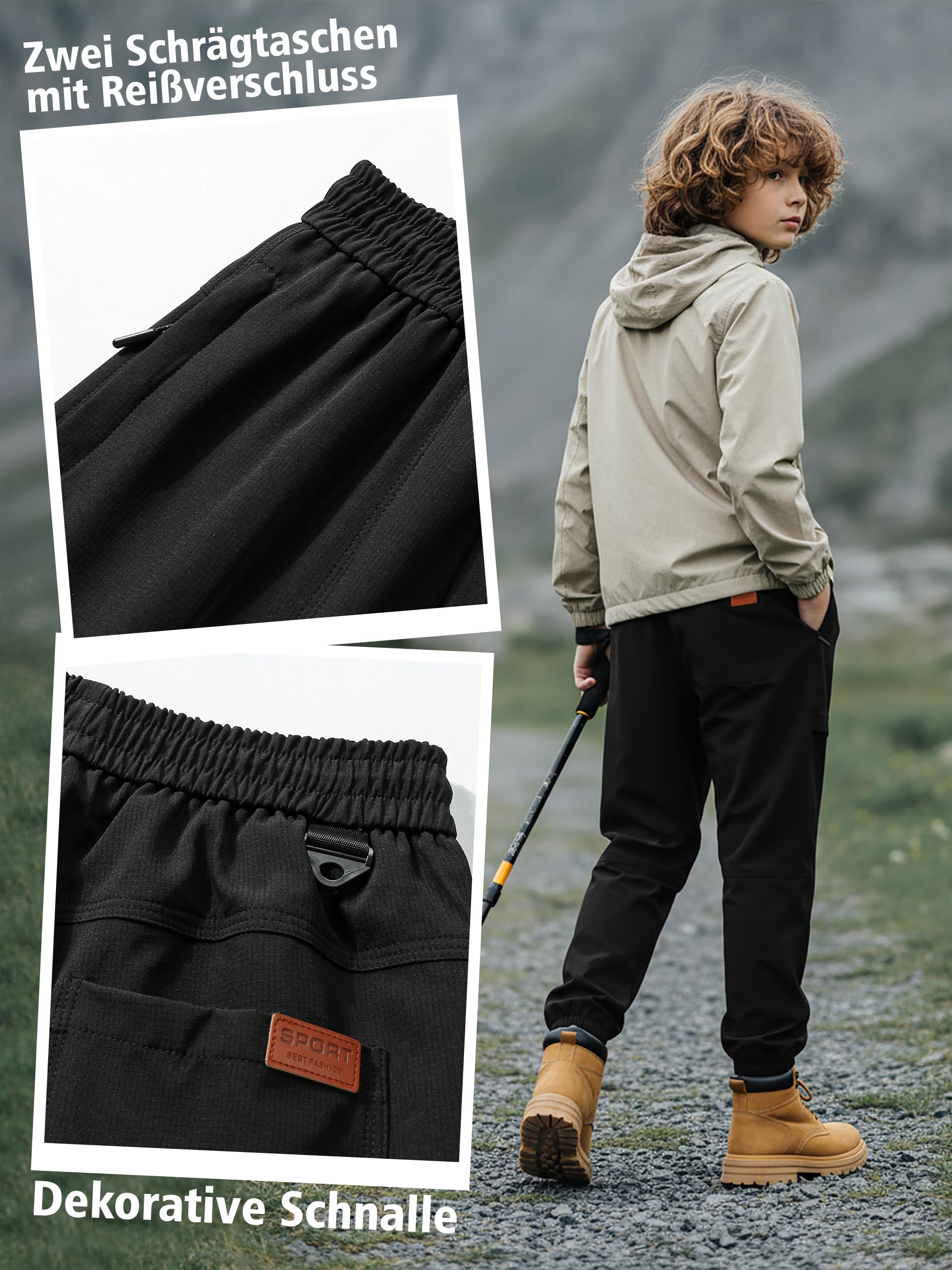 Kinder Jungen Wanderhose Wasserdicht Trekkinghosen Outdoorhose Jungs Jogginghose
