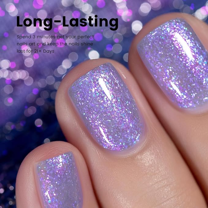 Esmalte de uñas gel glitter sirena 15ml azul y morado miniatura 4
