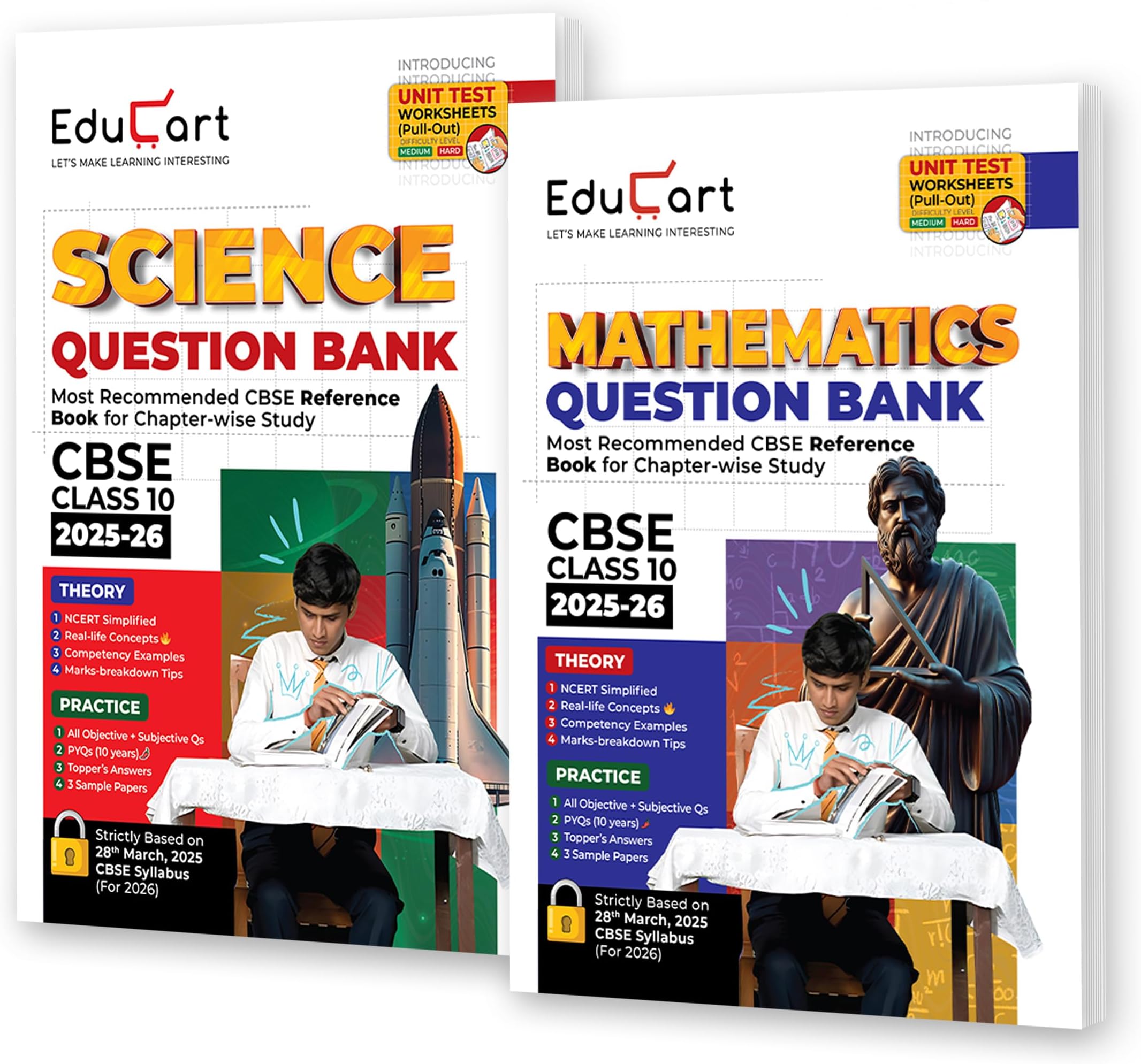 Educart CBSE Question Bank Class 10 Bundle - Science and Mathematics on New Syllabus 2025-26 (Introducing Unit Test Worksheets for 2026 Boards)