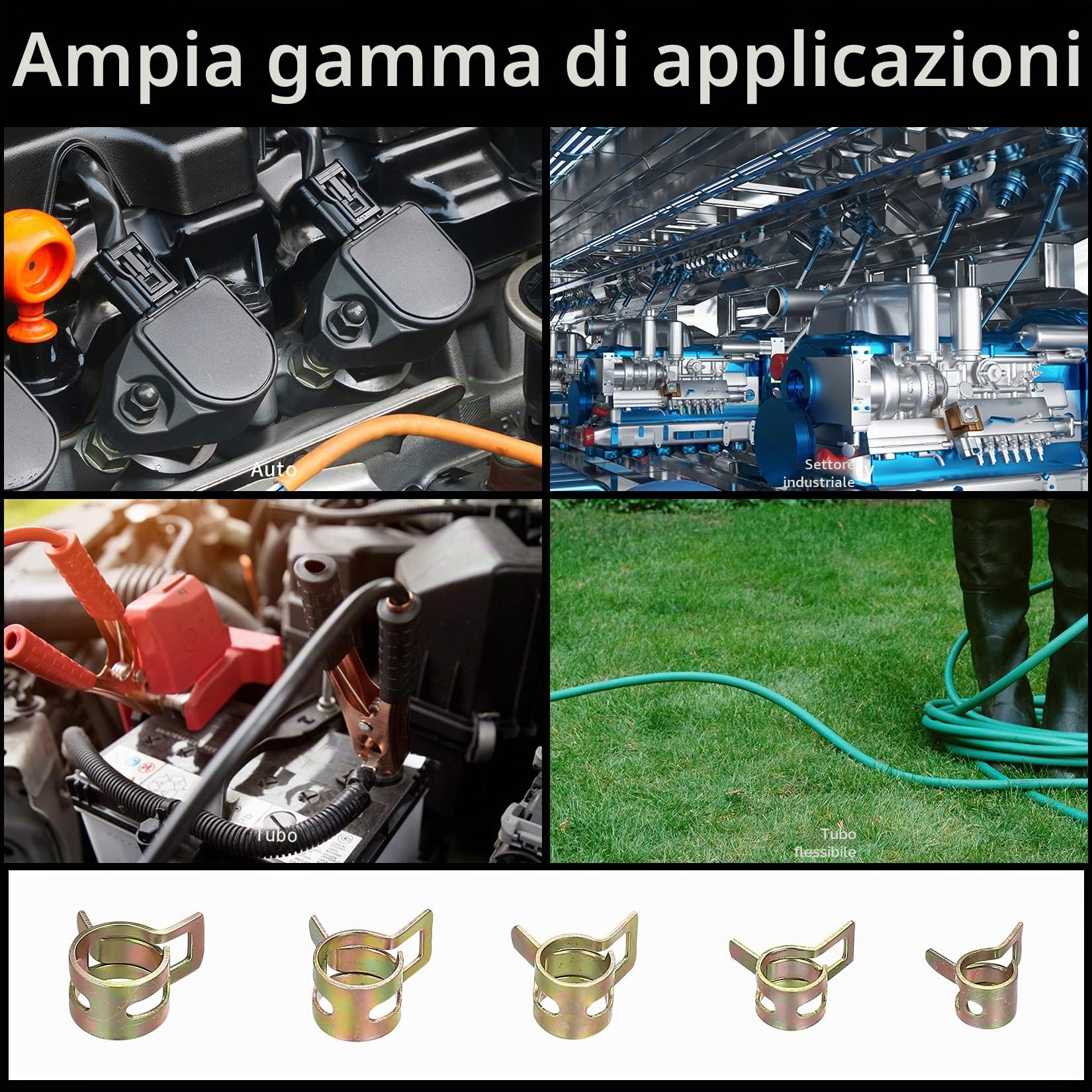 125 Pezzi Fascette Stringitubo a Molla, Clip per Tubo Flessibile per Carburante, Morsetto a Molla, Morsetti per Tubi Flessibili, Fascette per Tubi Carburante, Tubi Aria - 6mm/7mm/8mm/9mm/10mm