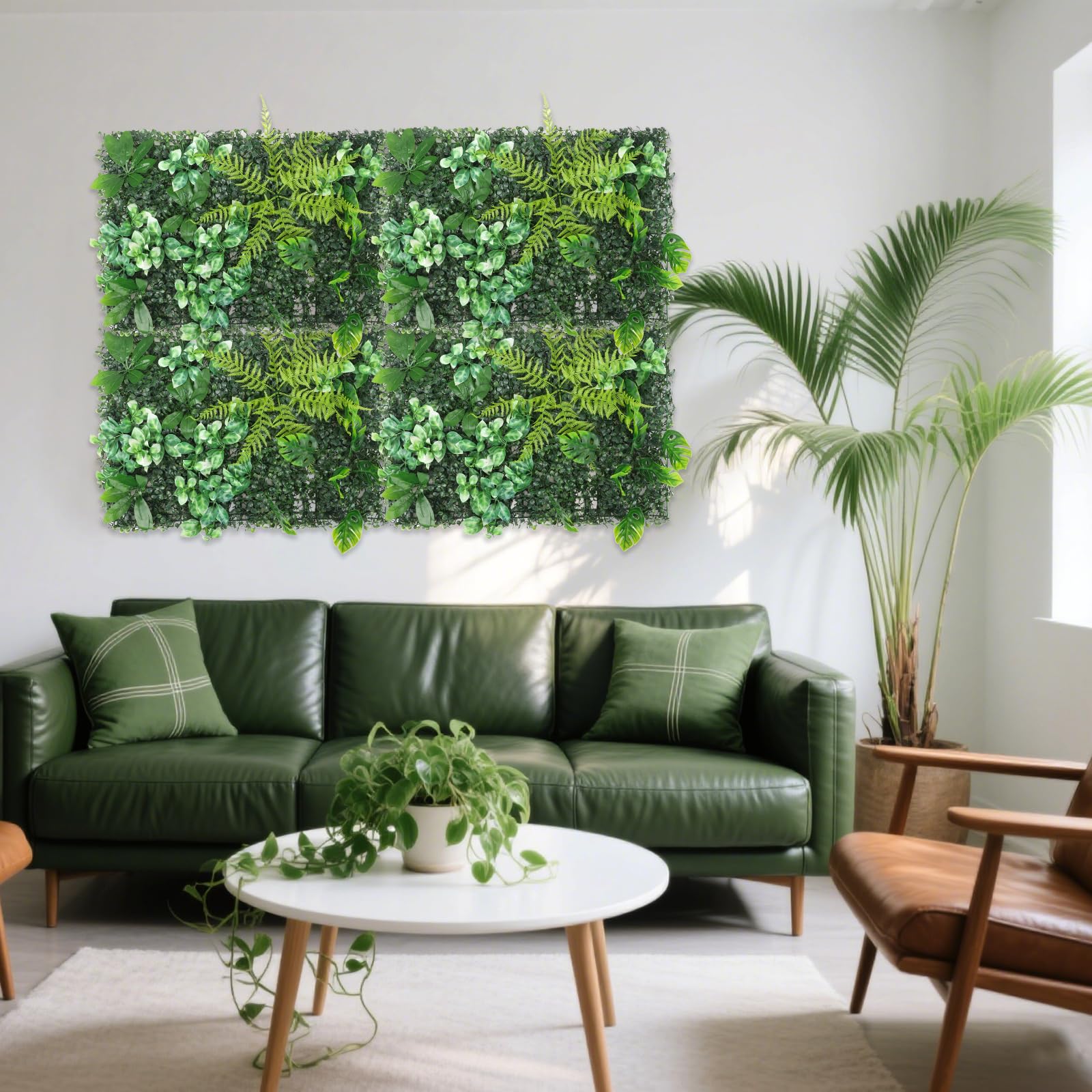 Generisch 2 Kunstpflanzen-Wandpaneele 60x40cm, künstliche Grünpflanzen an der Wand, realistische Pflanzendekoration, geeignet für Innen, Außen, Wand, Balkon, Garten, Hochzeit. (C05)
