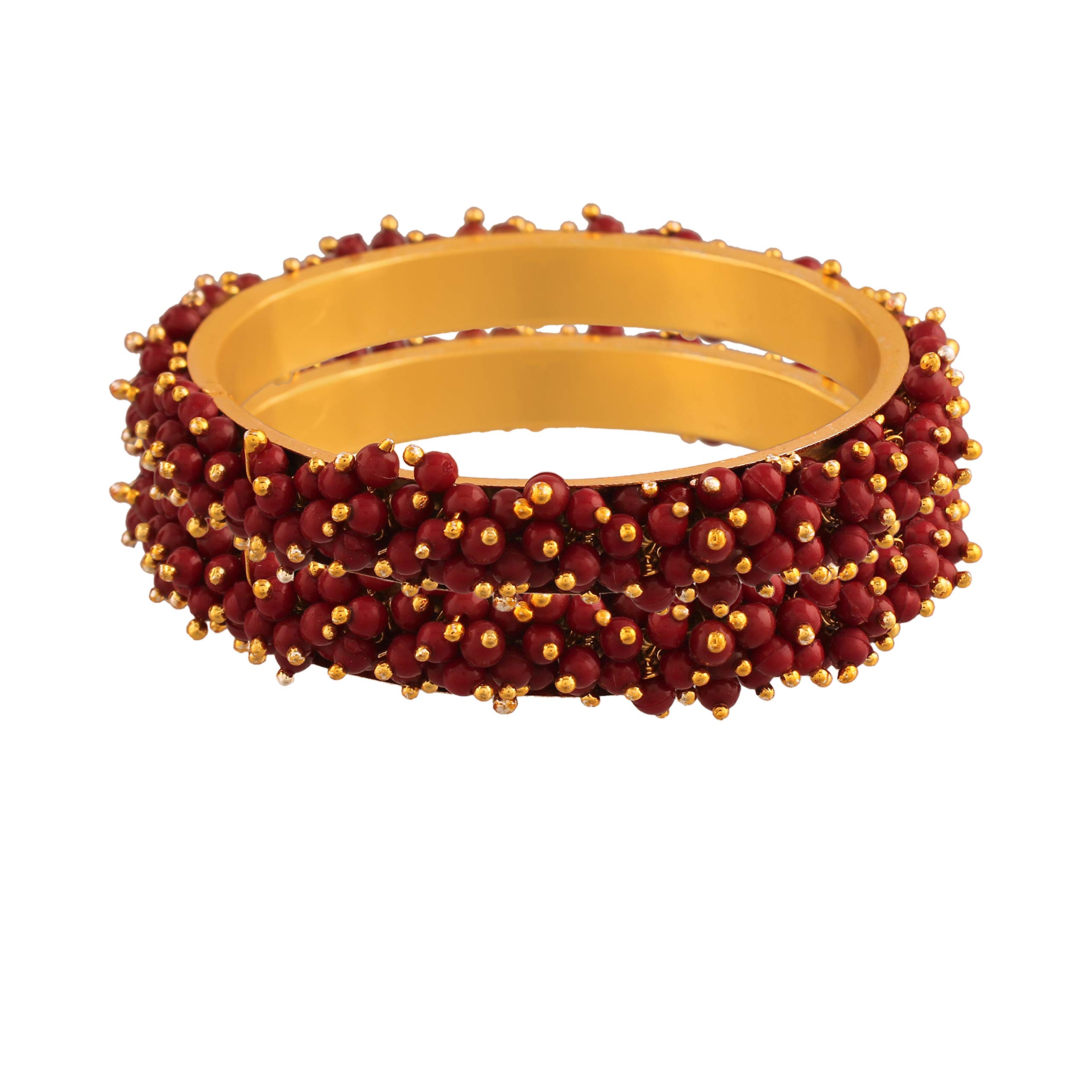 Women's 18K Gold Plated Pearl Beaded Bangle Set