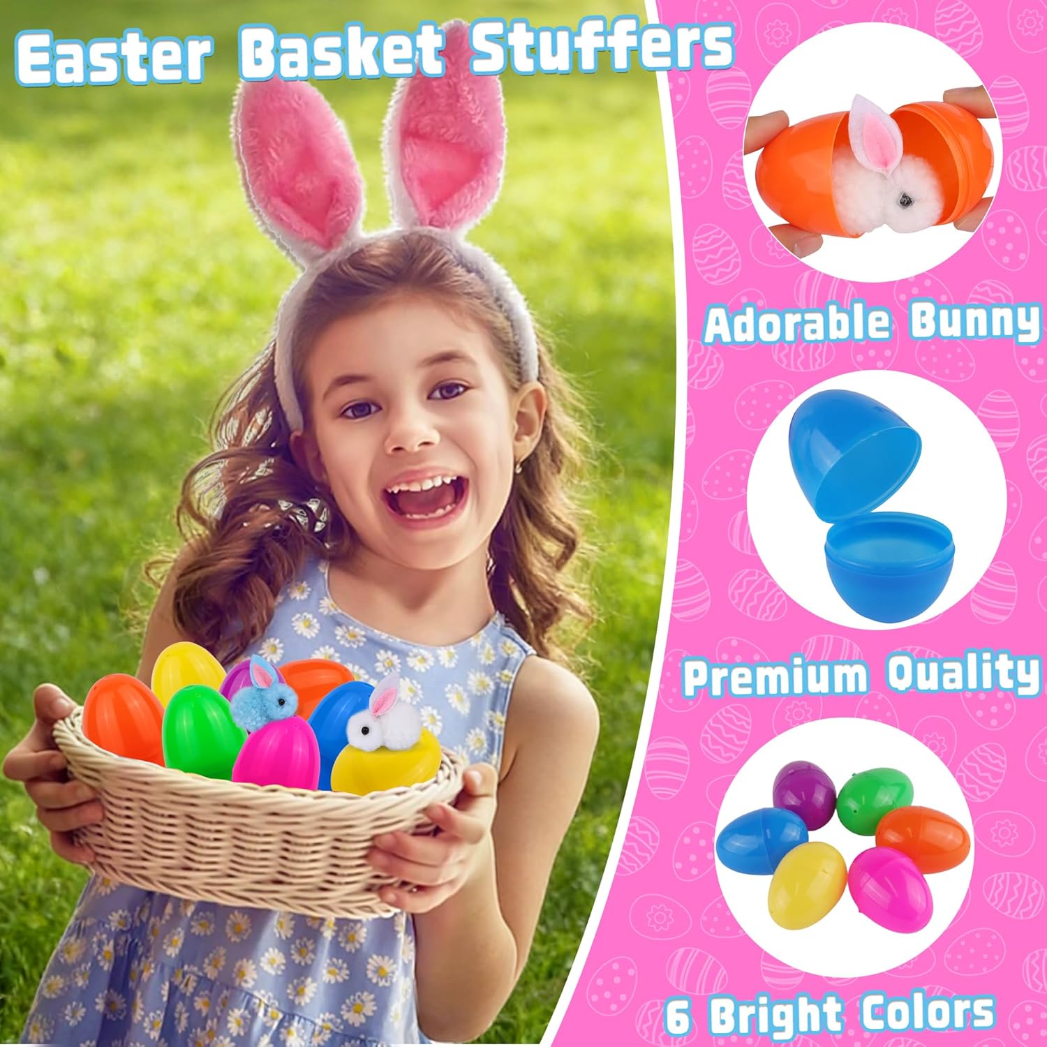 24 Pack Easter Egg Fillers with Easter Bunny Plush Easter Eggs with Toys Inside, Mini Easter Stuffed Animals Easter Eggs Hunts Party Favors Easter Basket Stuffers for Kids Toddler Teens Boys Girls