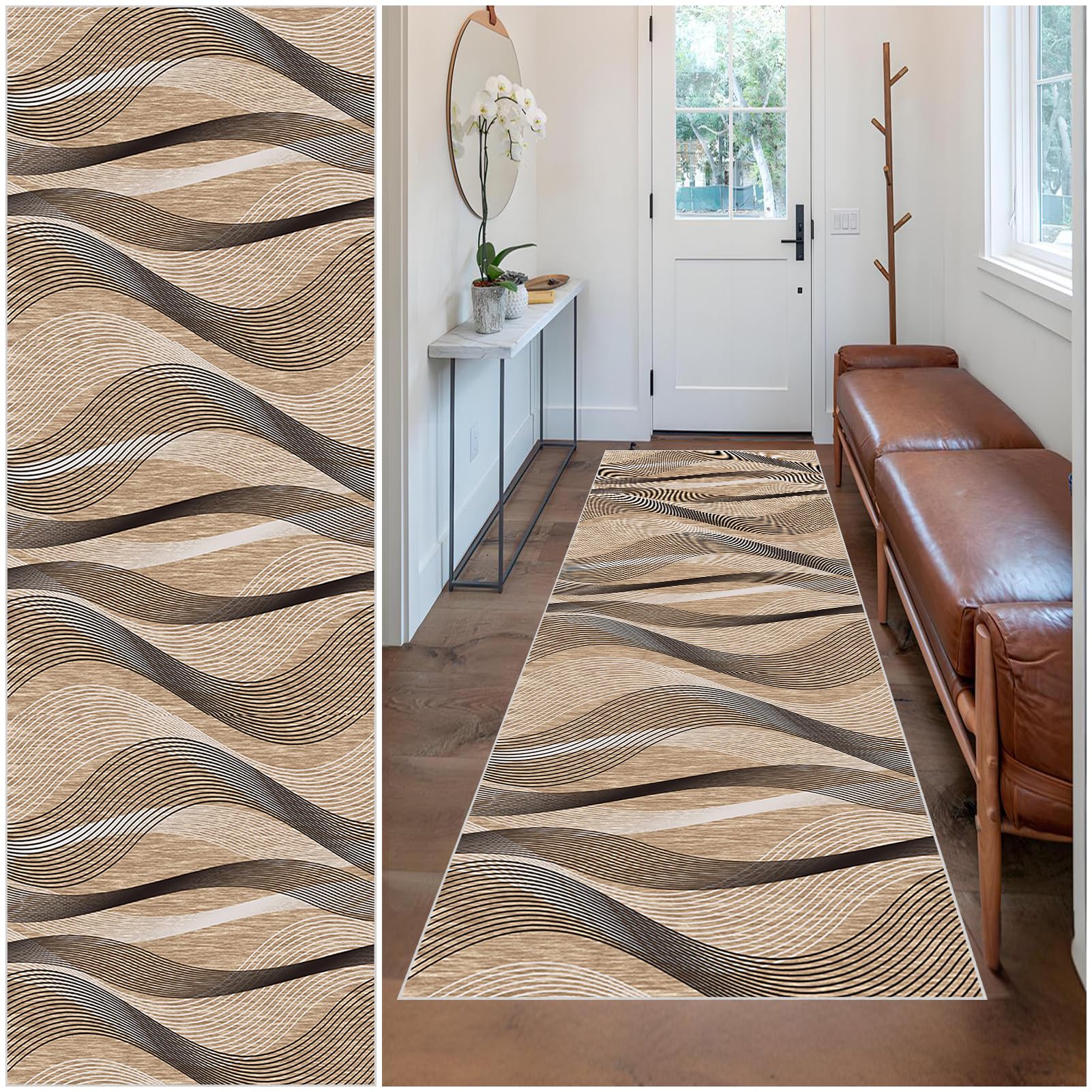 Wuzqju Runner Rug for Entryway Non Slip Doormat Runner Non Shedding Kitchen Rug Machine Washable Floor Extra Long Carpet Mat Hall Runners for Hallway Entryway Bedroom Laundry Room 100 x 130 cm