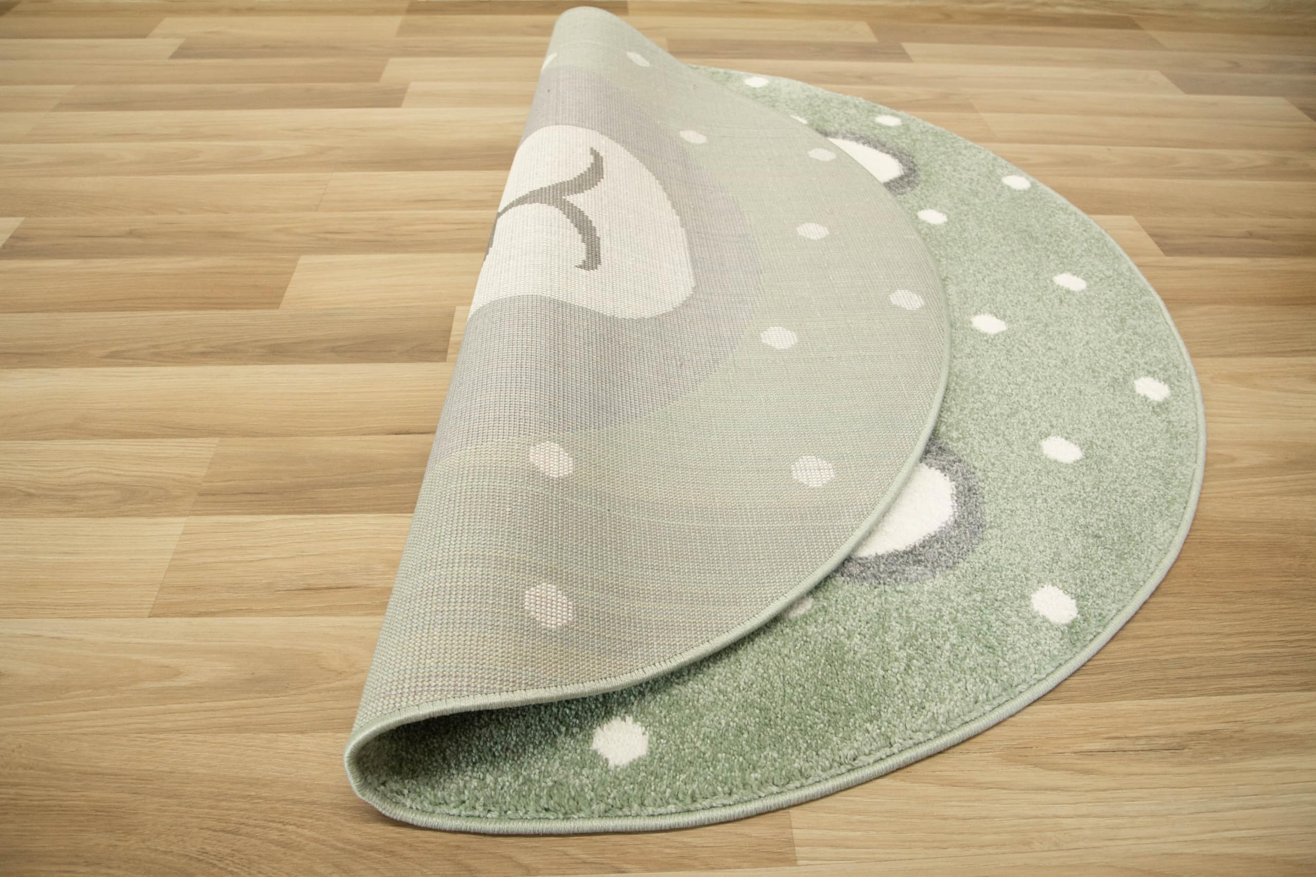 Runden Kinderteppich Lima Grün Teddybär 140 cm, Teppiche für EIN Kinderzimmer mit kurzem Flor, Teppich für einen Jungen,Mädchen, Kinderteppich, Spielteppich, Kids Carpet
