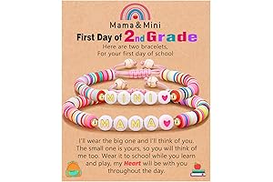 First Day of School Gift for Mom Daughter, Mama and Mini Back to School Bracelets
