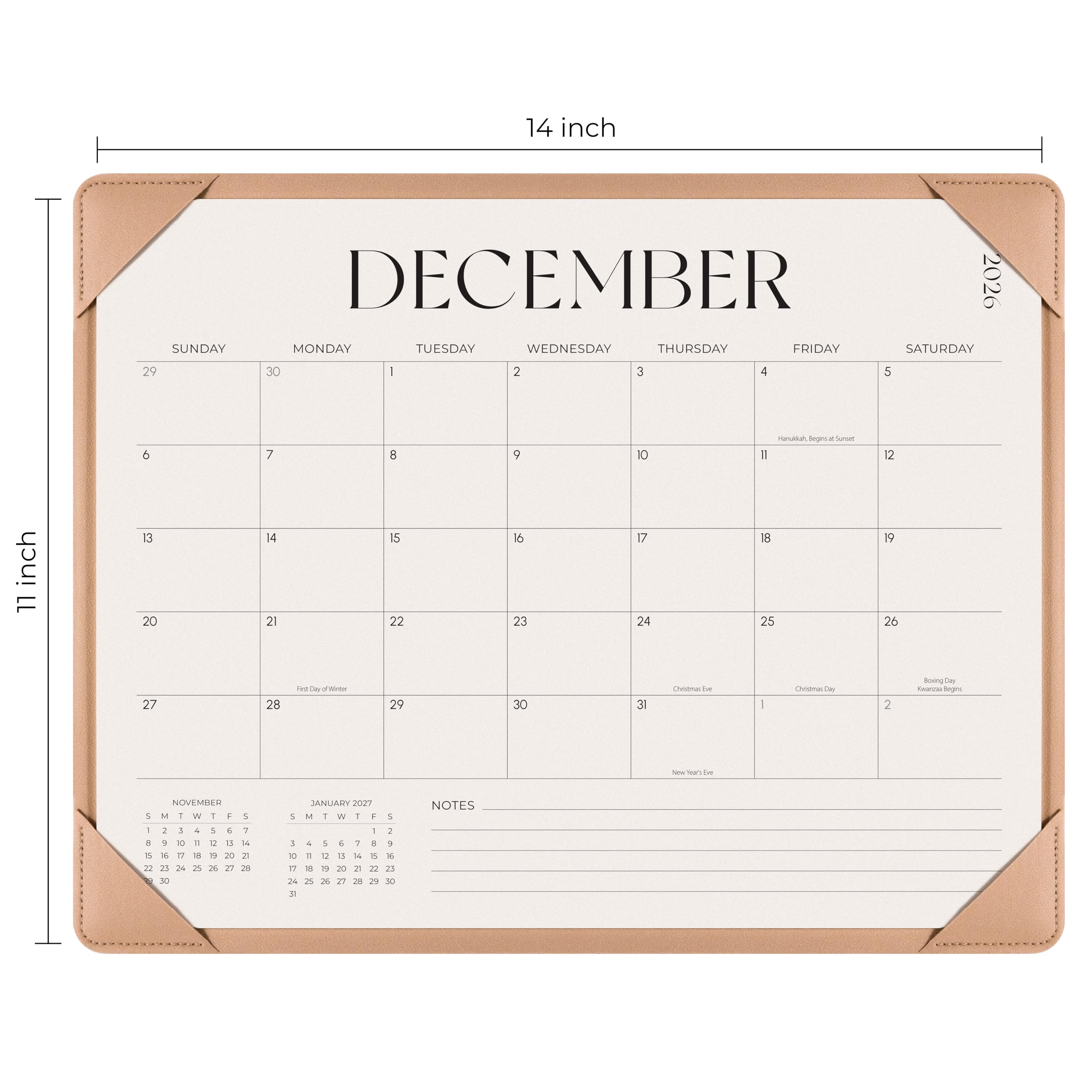 Vereinfachter Tischkalender 2026-2027 mit Schreibtischunterlage, Schreibtischunterlage Kalender von Januar 2026 bis Juni 2027, 14 x 11 Zoll, Schreibtischunterlage Kalender für Home Office und Schule