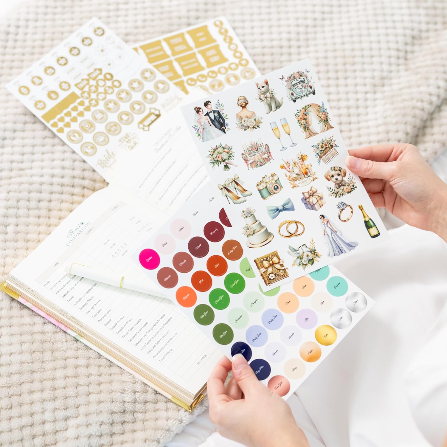 Wedding Planner Book and Organizer – Luxury Floral Hardcover Bridal Planner 9.45 x 7.09 in with Stickers, Pen & Box – Engagement Gift & Bride-to-Be Keepsake – 229 Pages, Tips, Budget Tracker & Calendar