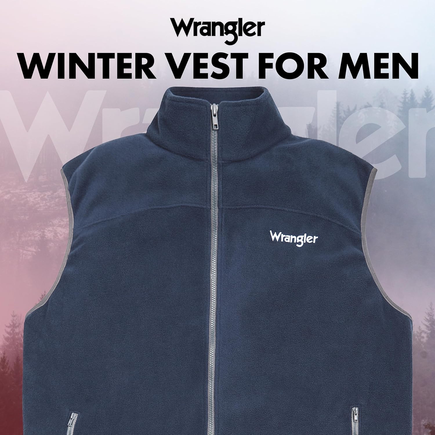 Wrangler Men's Big and Tall Polar Fleece Zip Up Sleeveless Vest