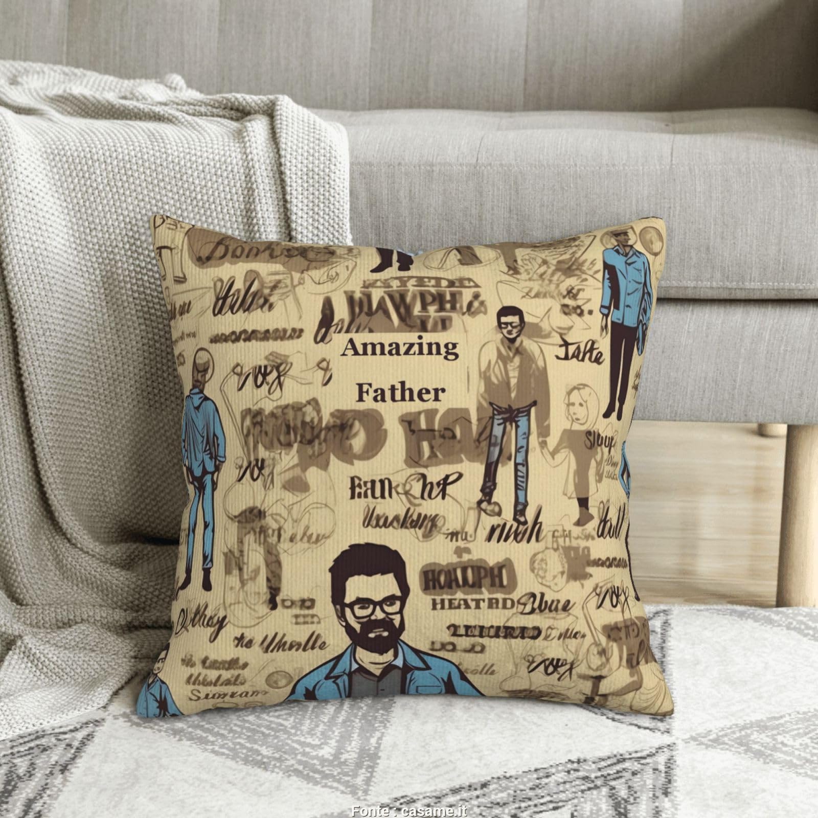 Housse de coussin en velours côtelé Père incroyable 45x45 cm pour la décoration du salon