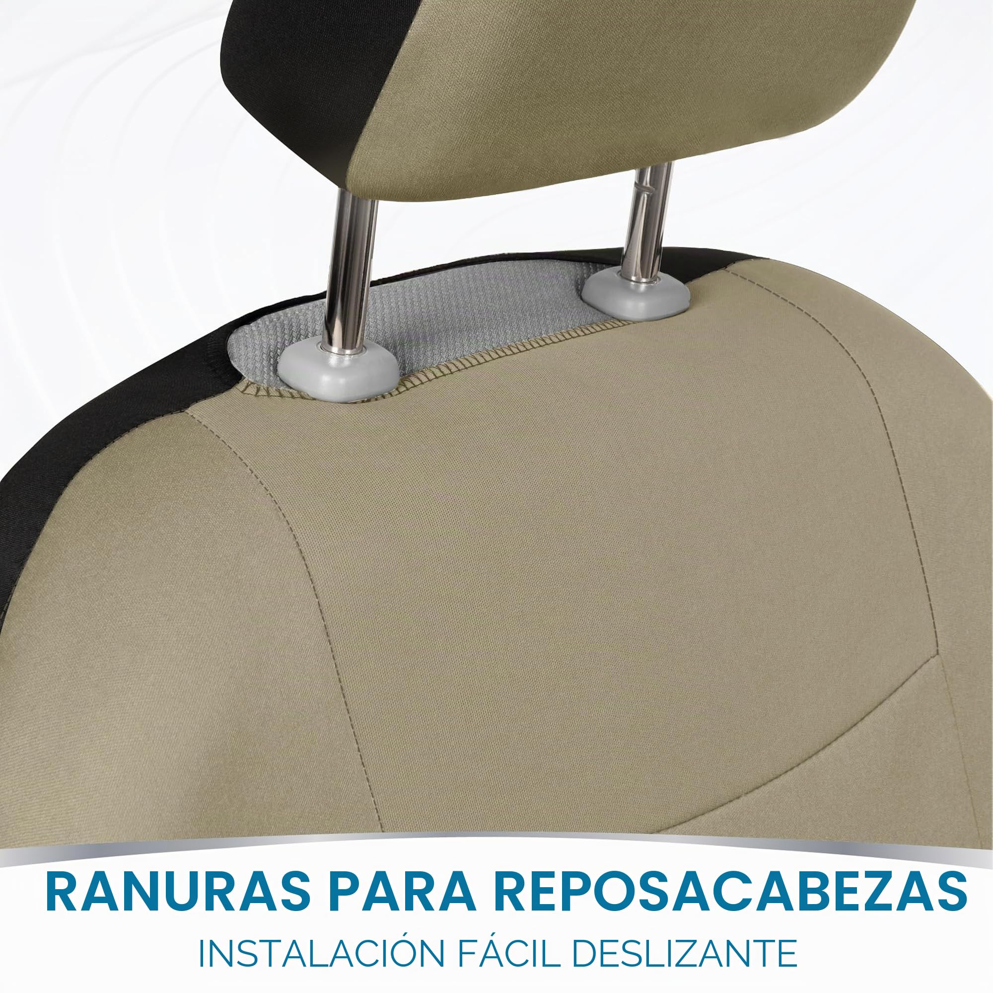 BDK PolyPro - Juego Completo de Fundas de Asiento de Coche en Color Beige sólido, Fundas de Asiento Delantero y Trasero Dividido para Coches, fácil de Instalar, Accesorios de Coche para automóviles,