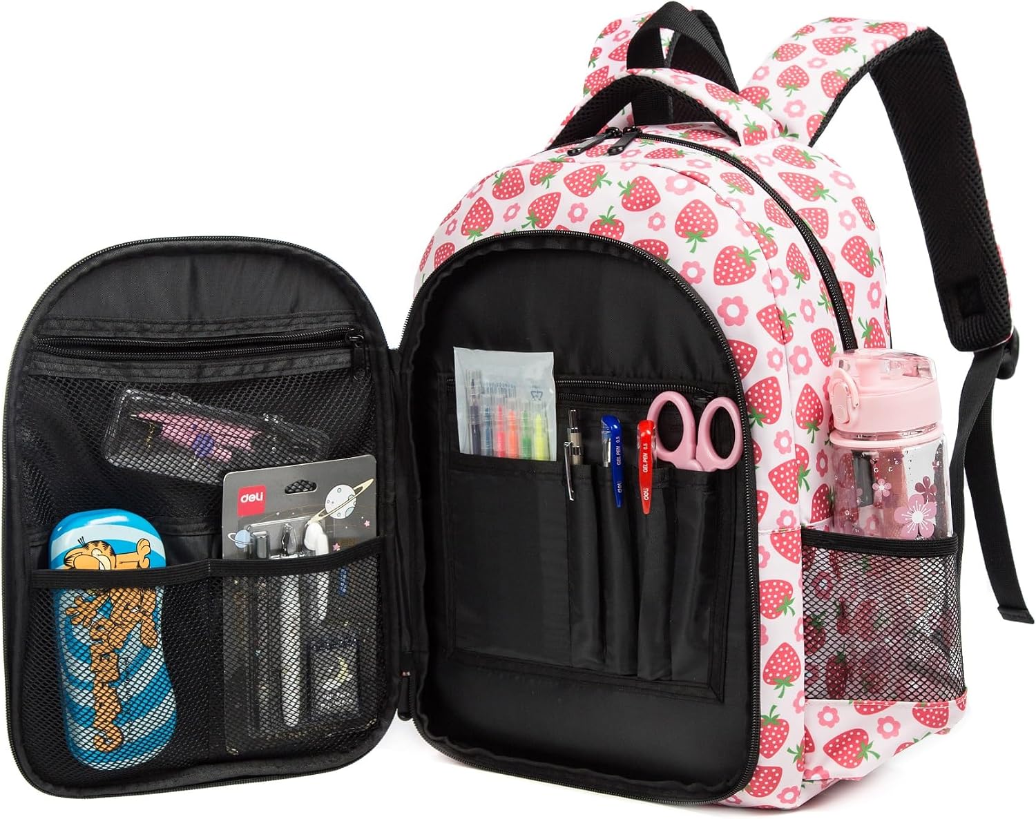 Kids Cute Toddler Backpack for Girls and Boys Bookbag for Preschool Kindergarten Elementary School for Ages 5-8 (Cute Strawberry, Kids Medium)