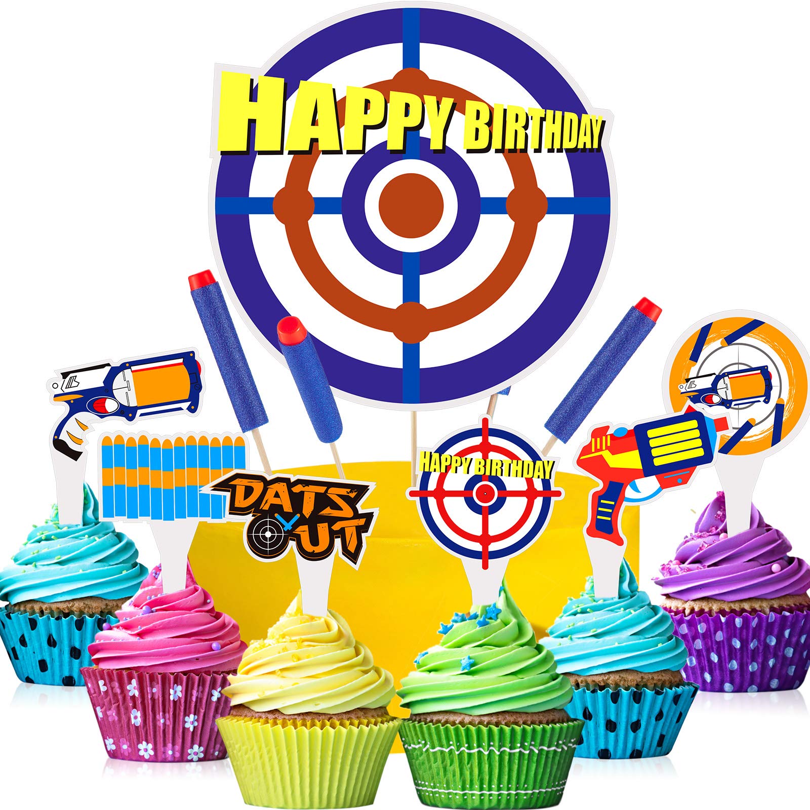 Buy 49 Pieces Happy Birthday Cupcake Toppers Target Cake Toppers War