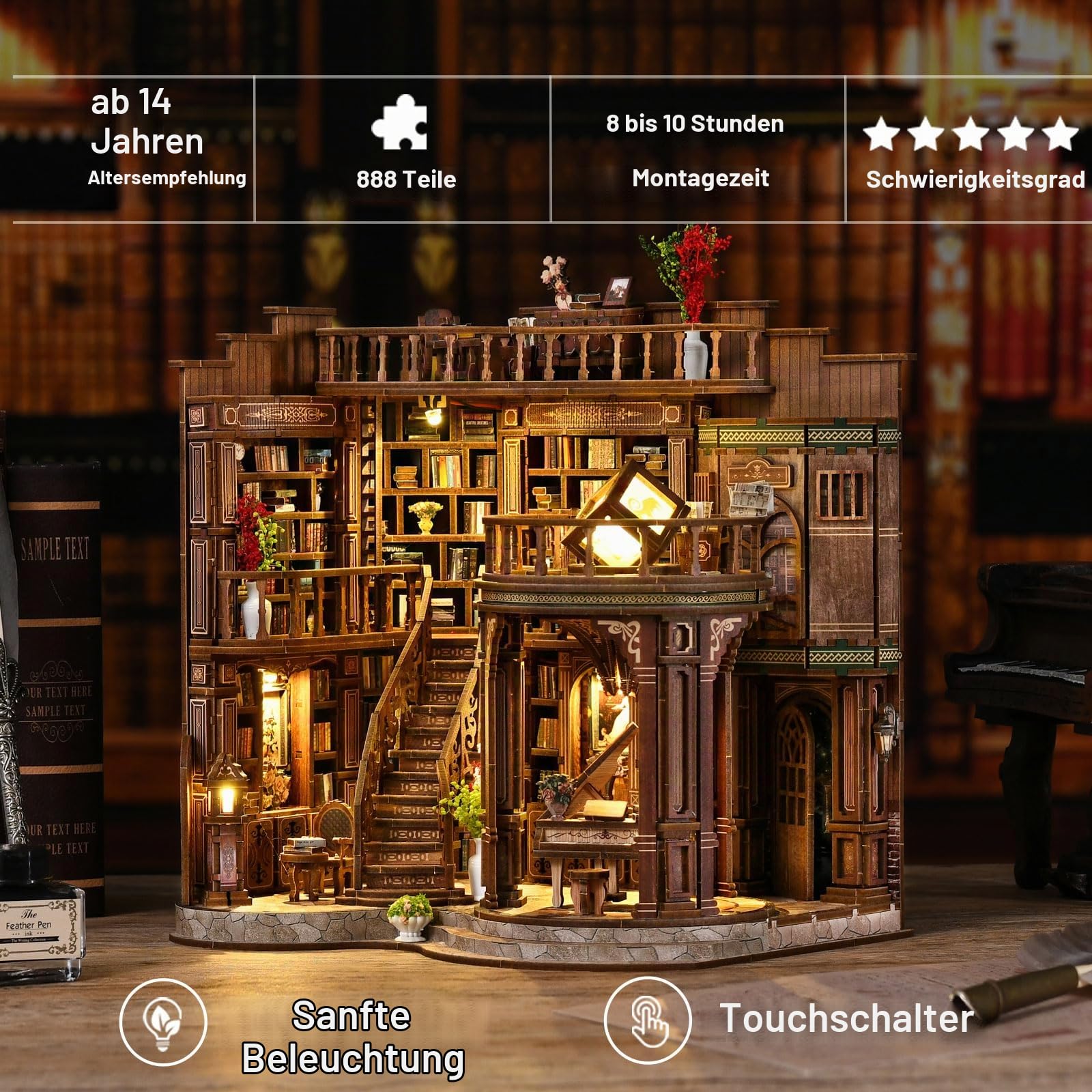 Book Nook Kit, DIY Miniatur Haus Puppenhaus Bausatz Bücherregal Deko für Jugendliche und Erwachsene（Die Unendliche Galerie）