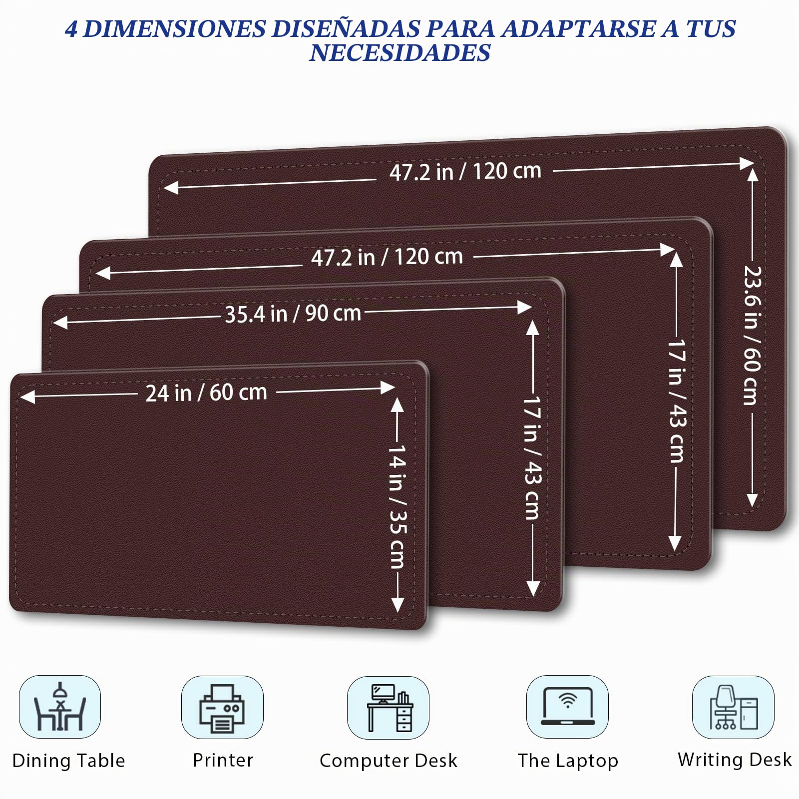 Alfombrilla de escritorio de piel sintética de 120 x 60 cm, antideslizante, grande, alfombrilla de mouse grande, alfombrilla de computadora para teclado y mouse, alfombrilla de escritorio impermeable